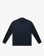Blue Wool Mock Neck Sweater