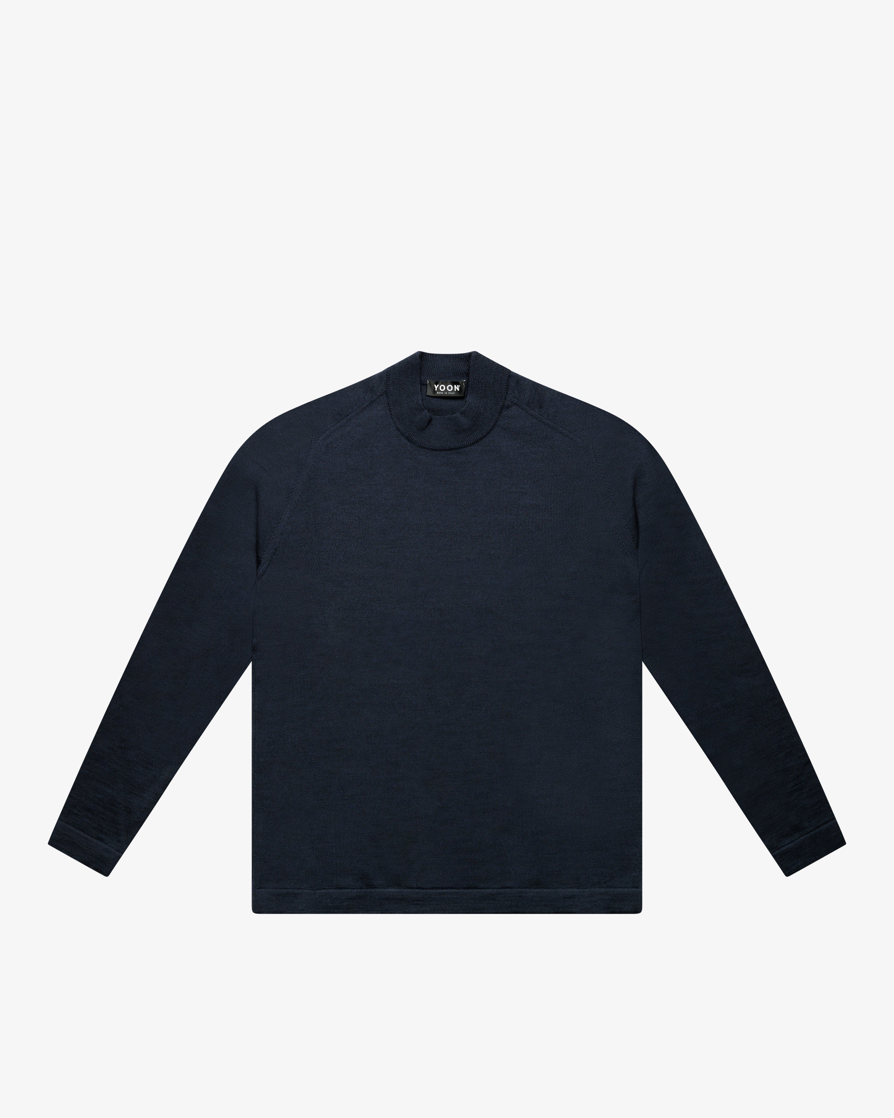 Blue Wool Mock Neck Sweater