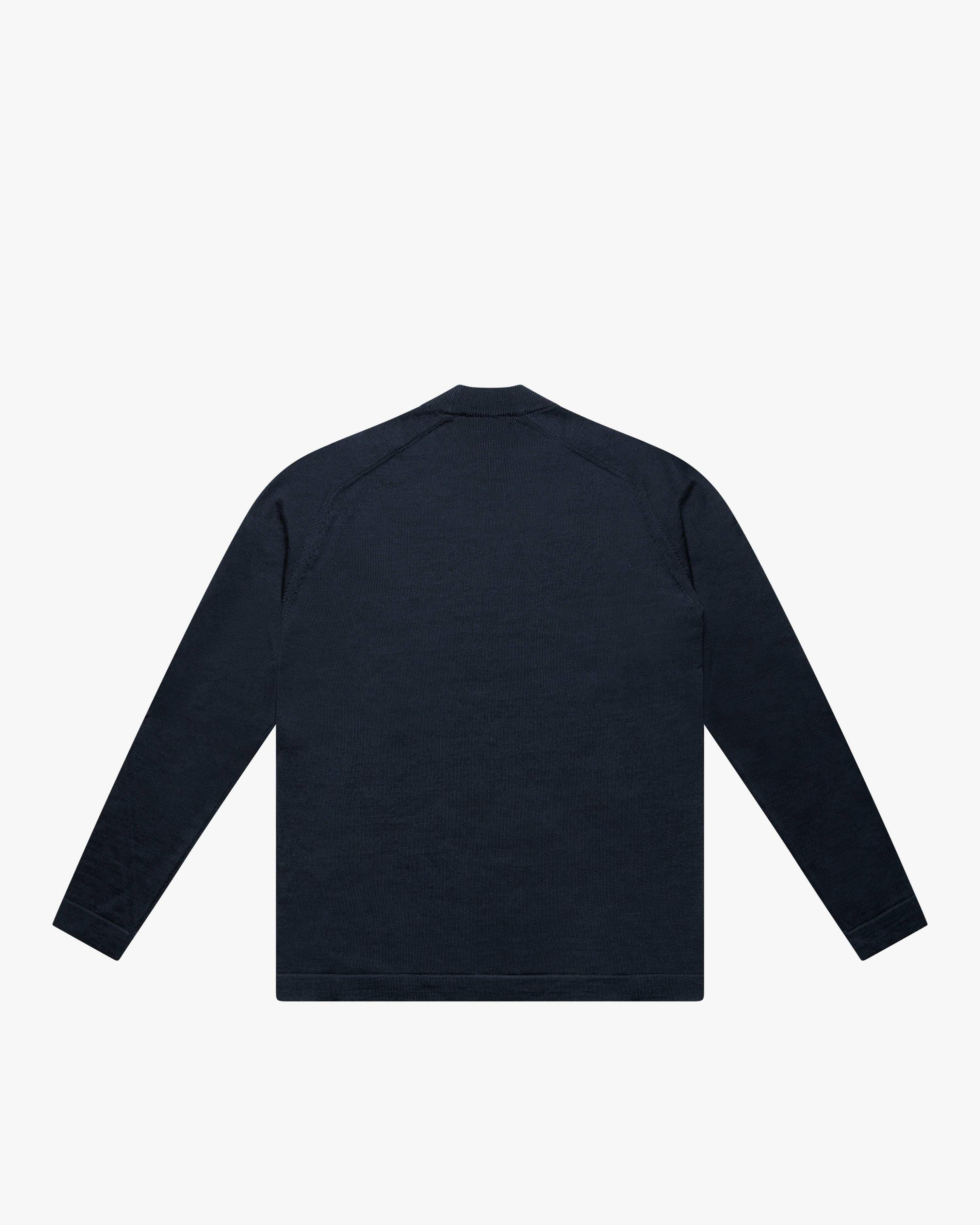 Blue Wool Mock Neck Sweater