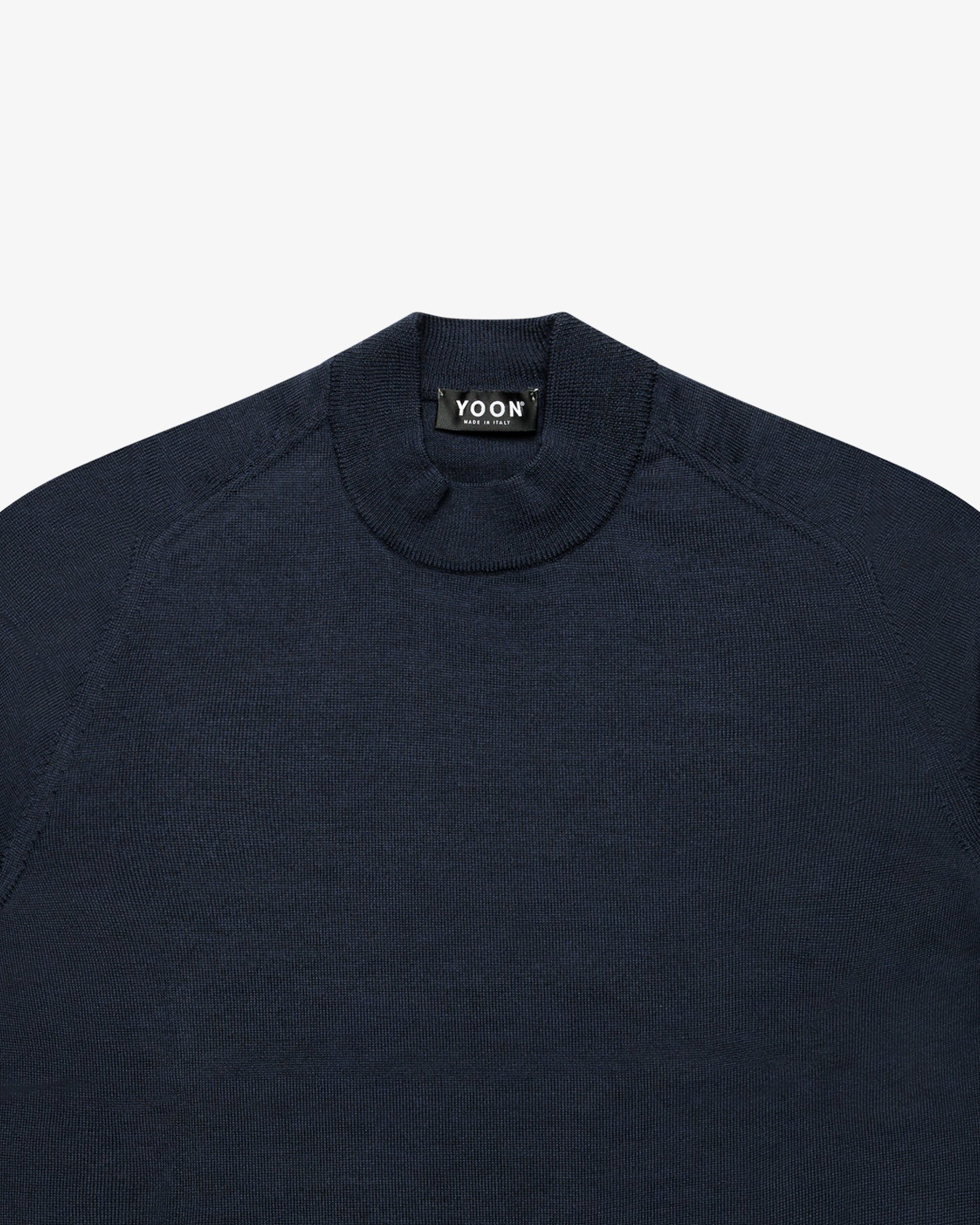 Blue Wool Mock Neck Sweater