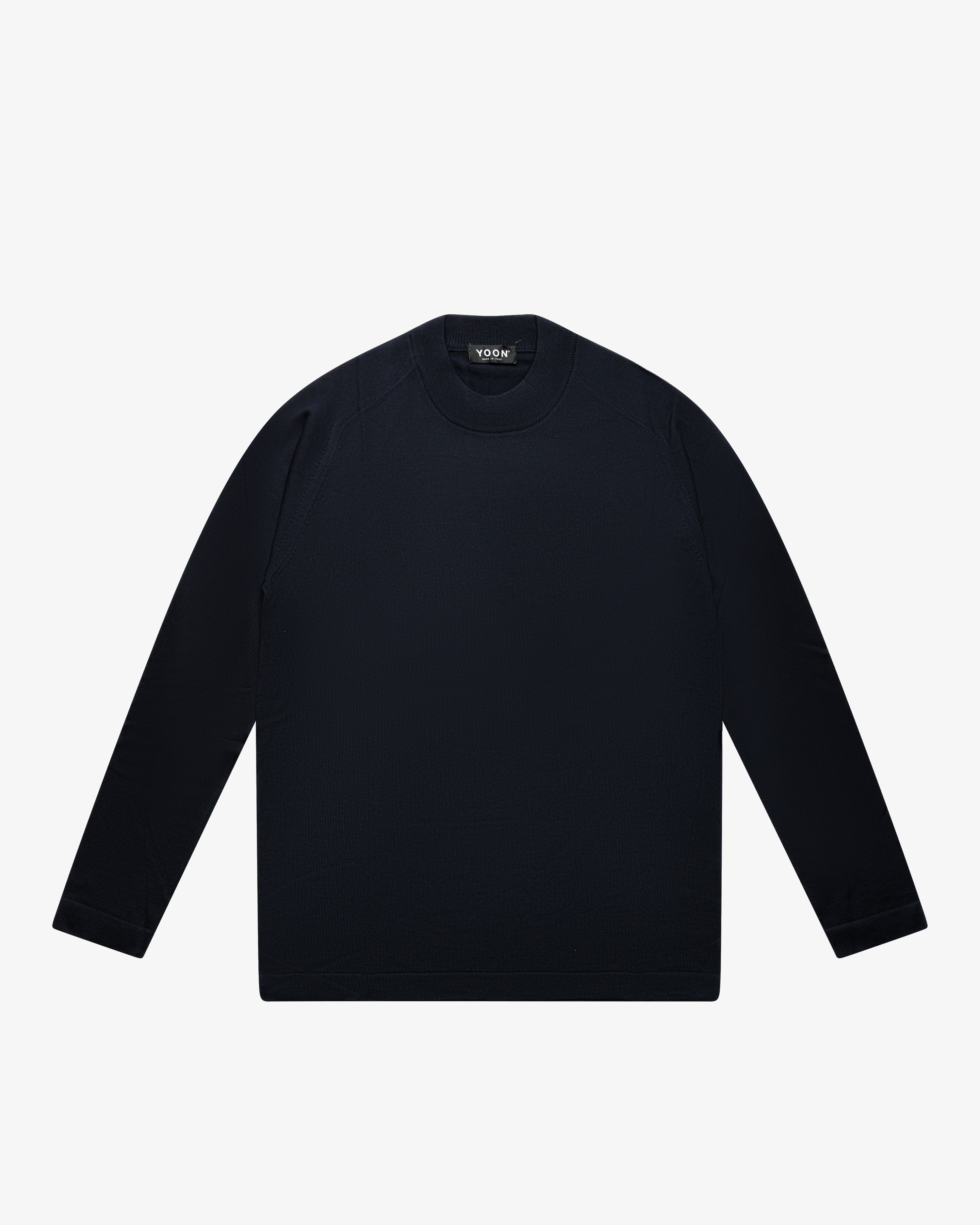 Blue wool mock-neck sweater