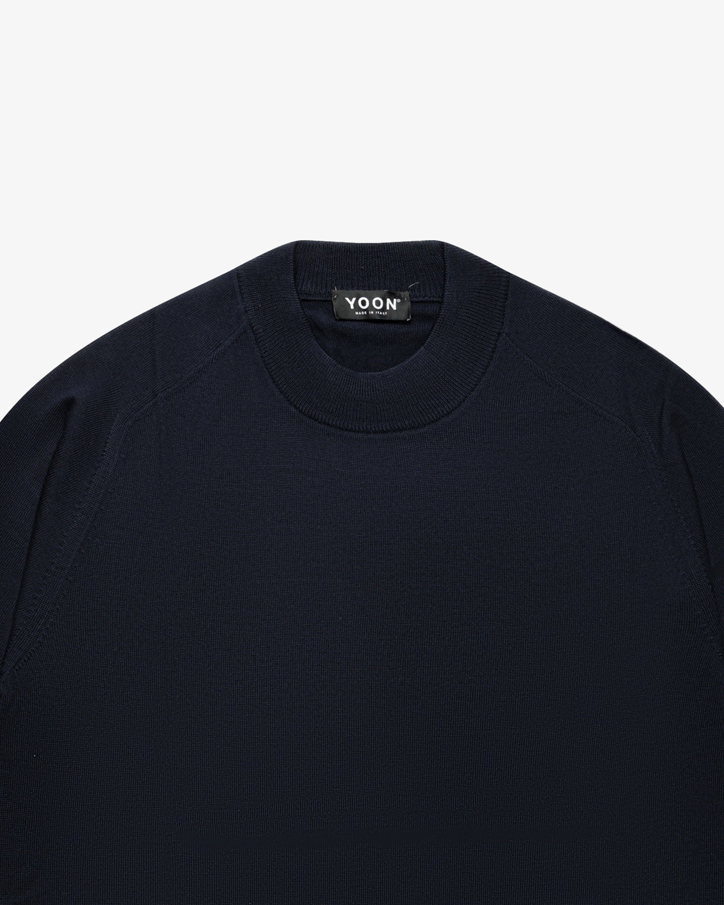 Blue wool mock-neck sweater
