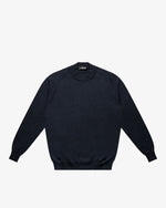 Blue Wool Mock Neck Sweater
