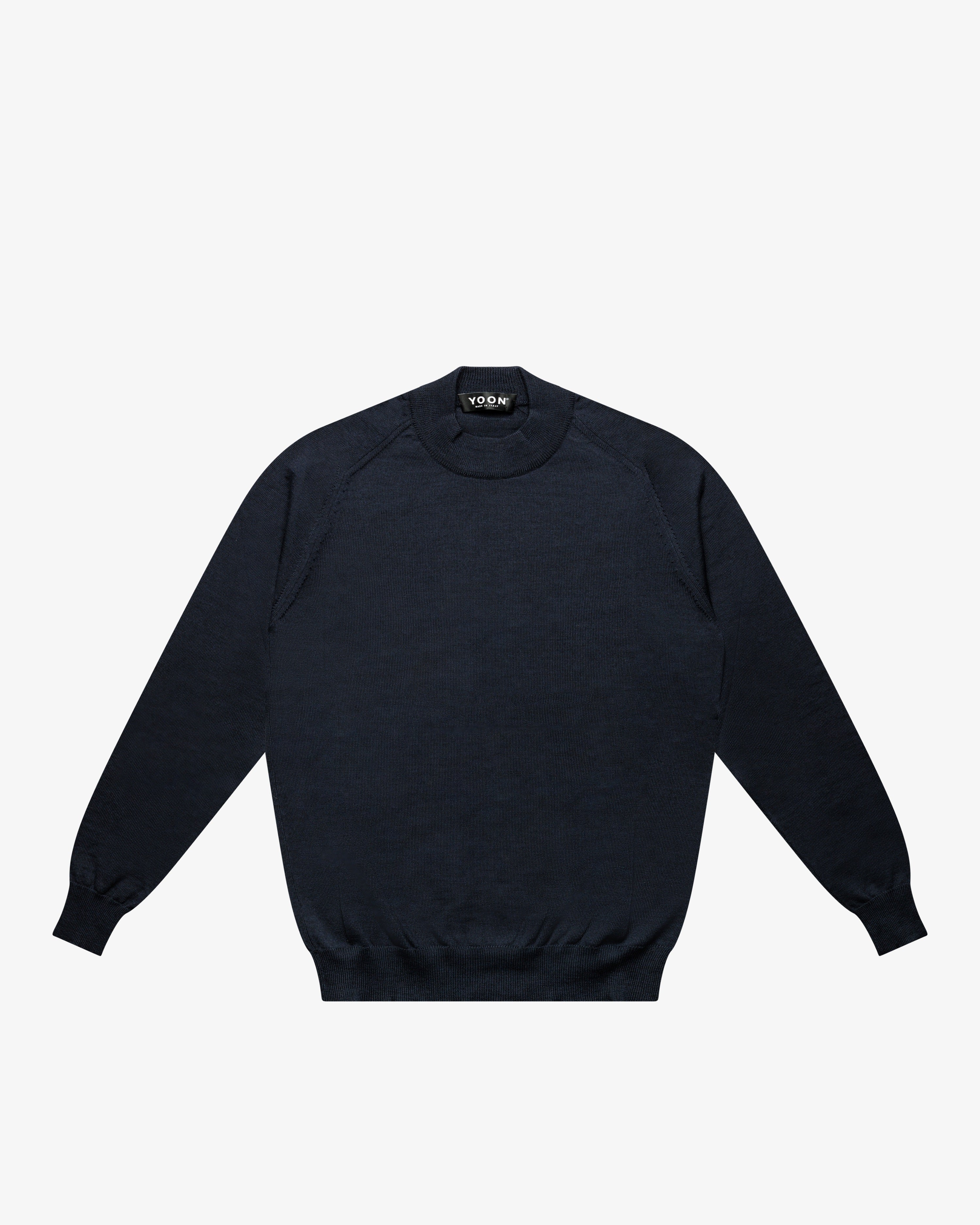 Blue Wool Mock Neck Sweater