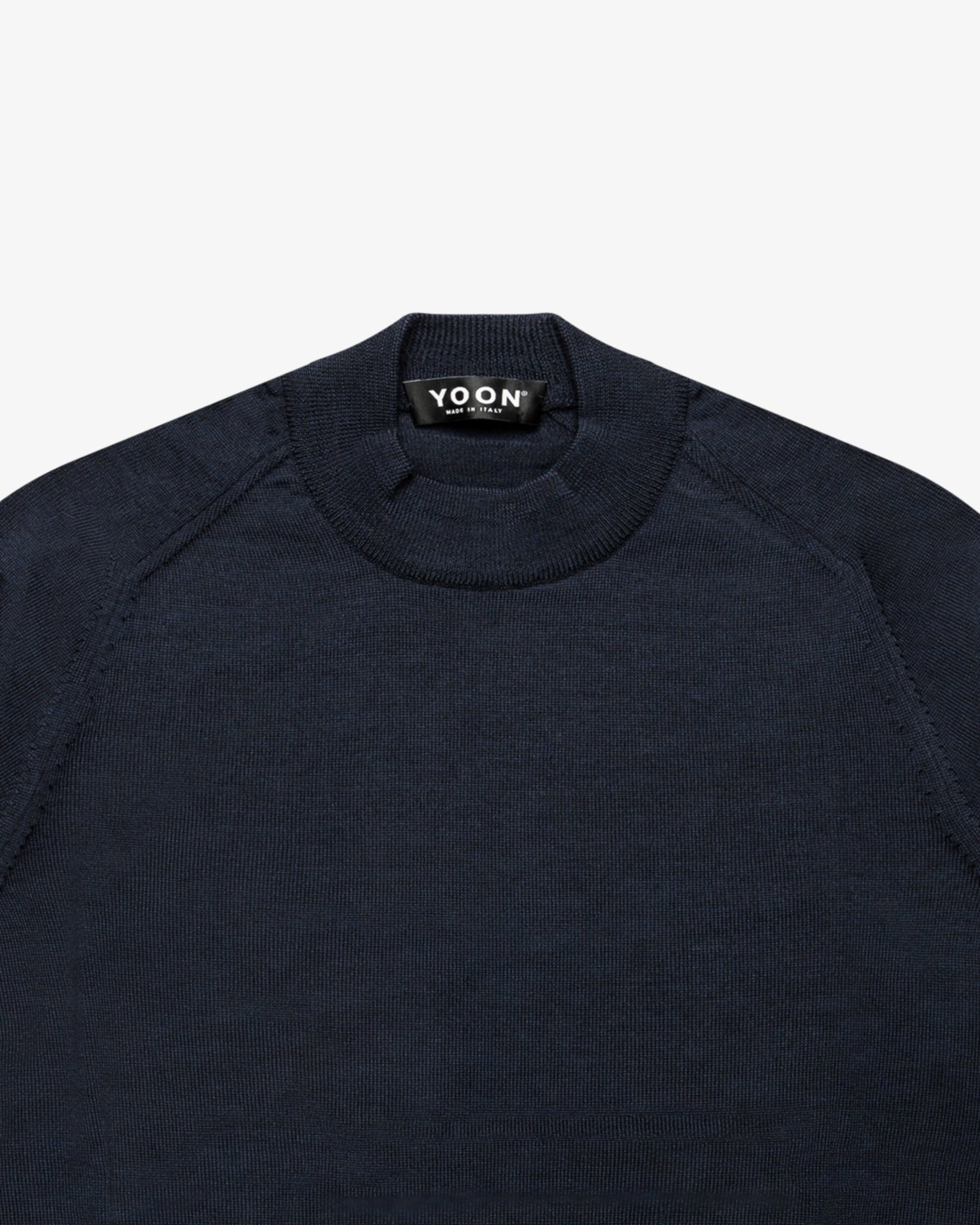 Blue Wool Mock Neck Sweater