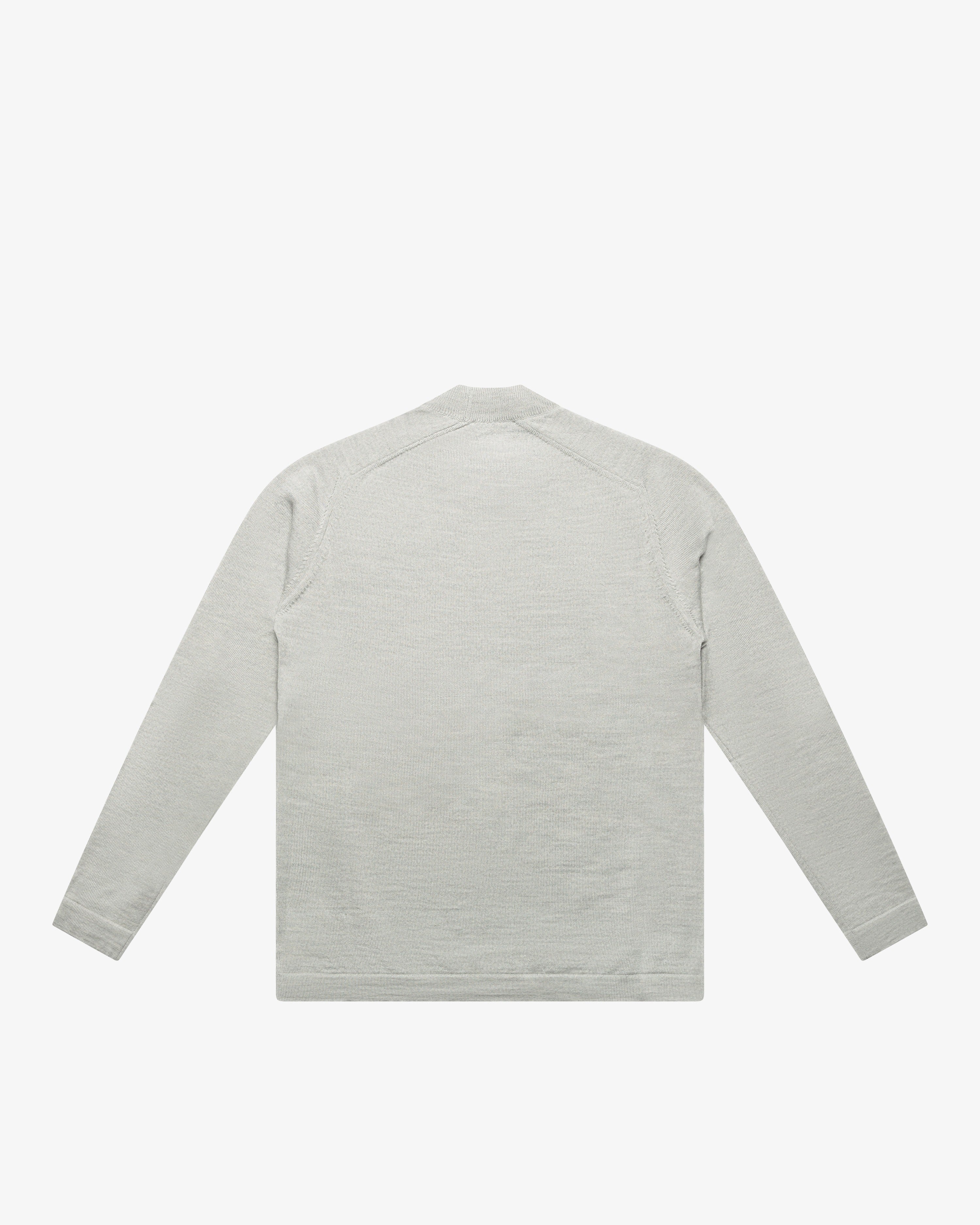 Pearl Gray Wool Mock Neck Sweater