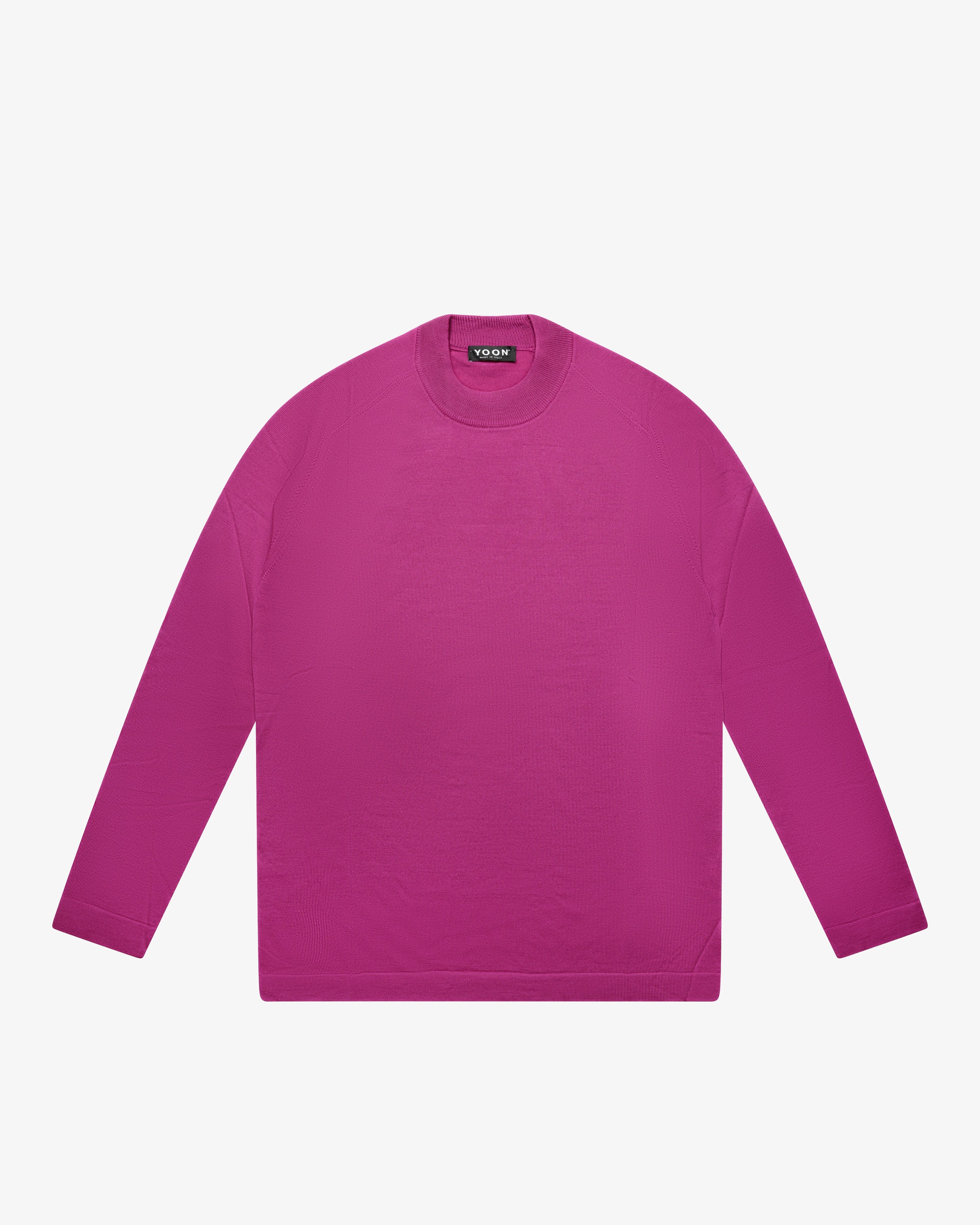 Magenta Wool Mock Neck Sweater