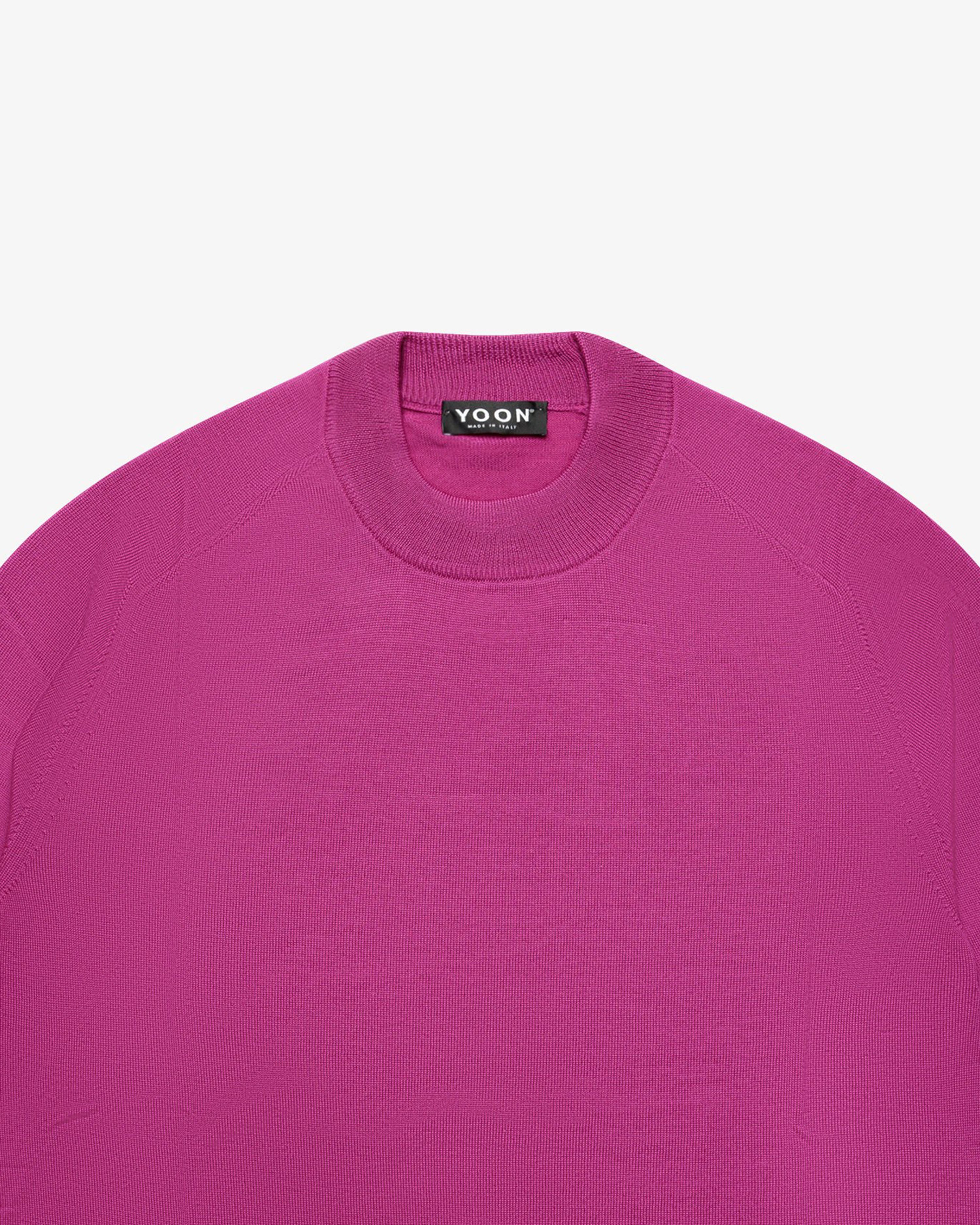 Magenta Wool Mock Neck Sweater