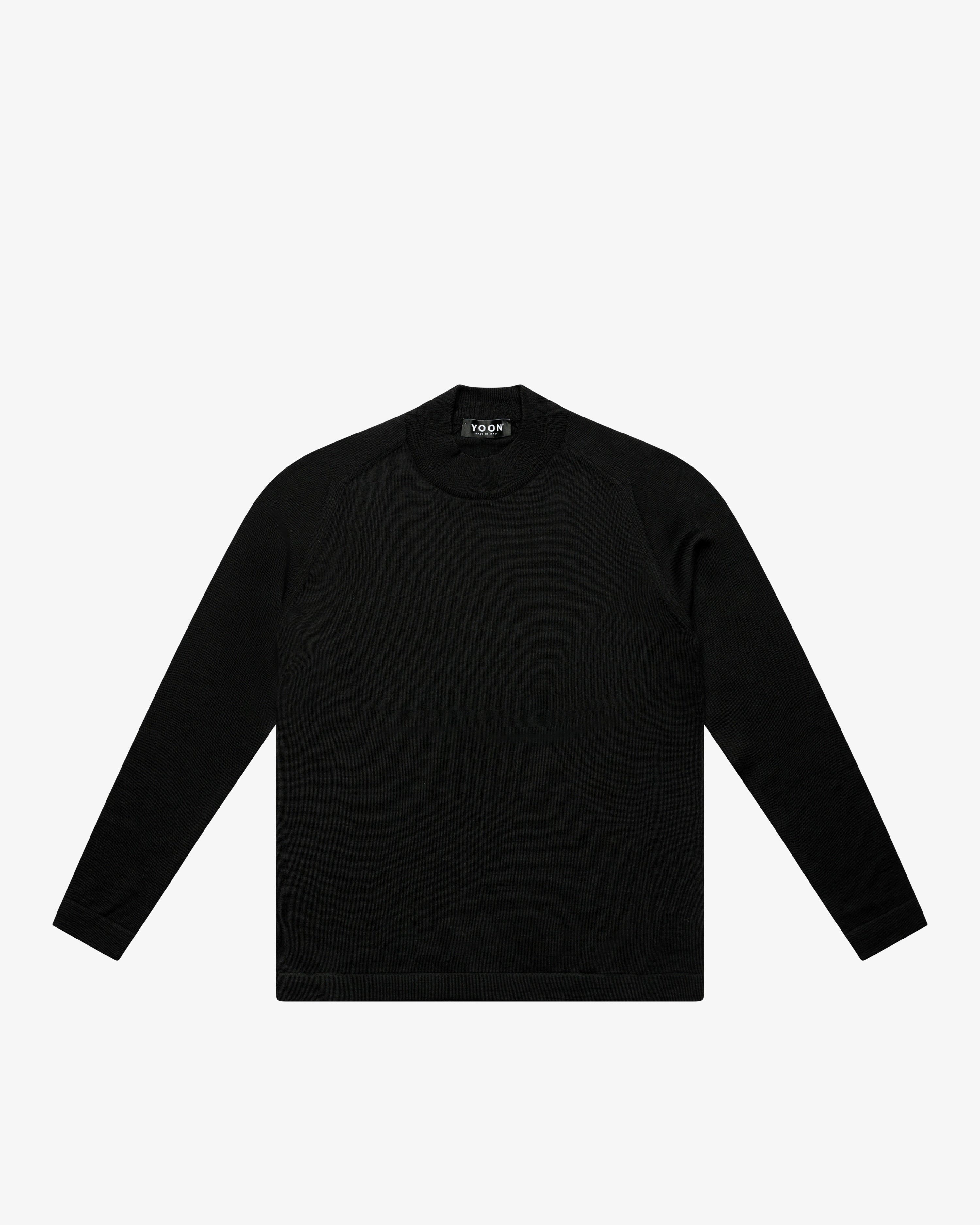 Black Wool Mock Neck Sweater