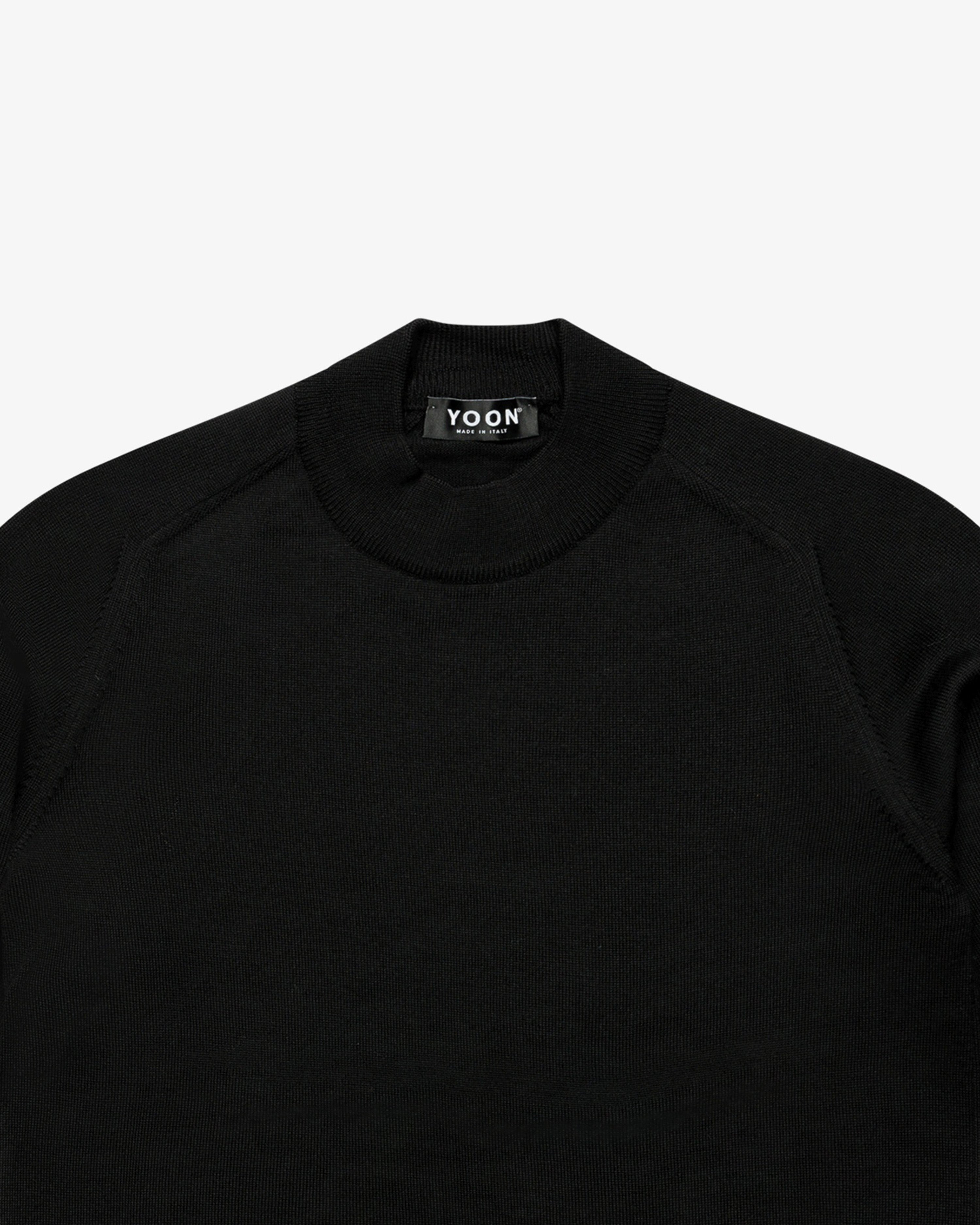 Black Wool Mock Neck Sweater