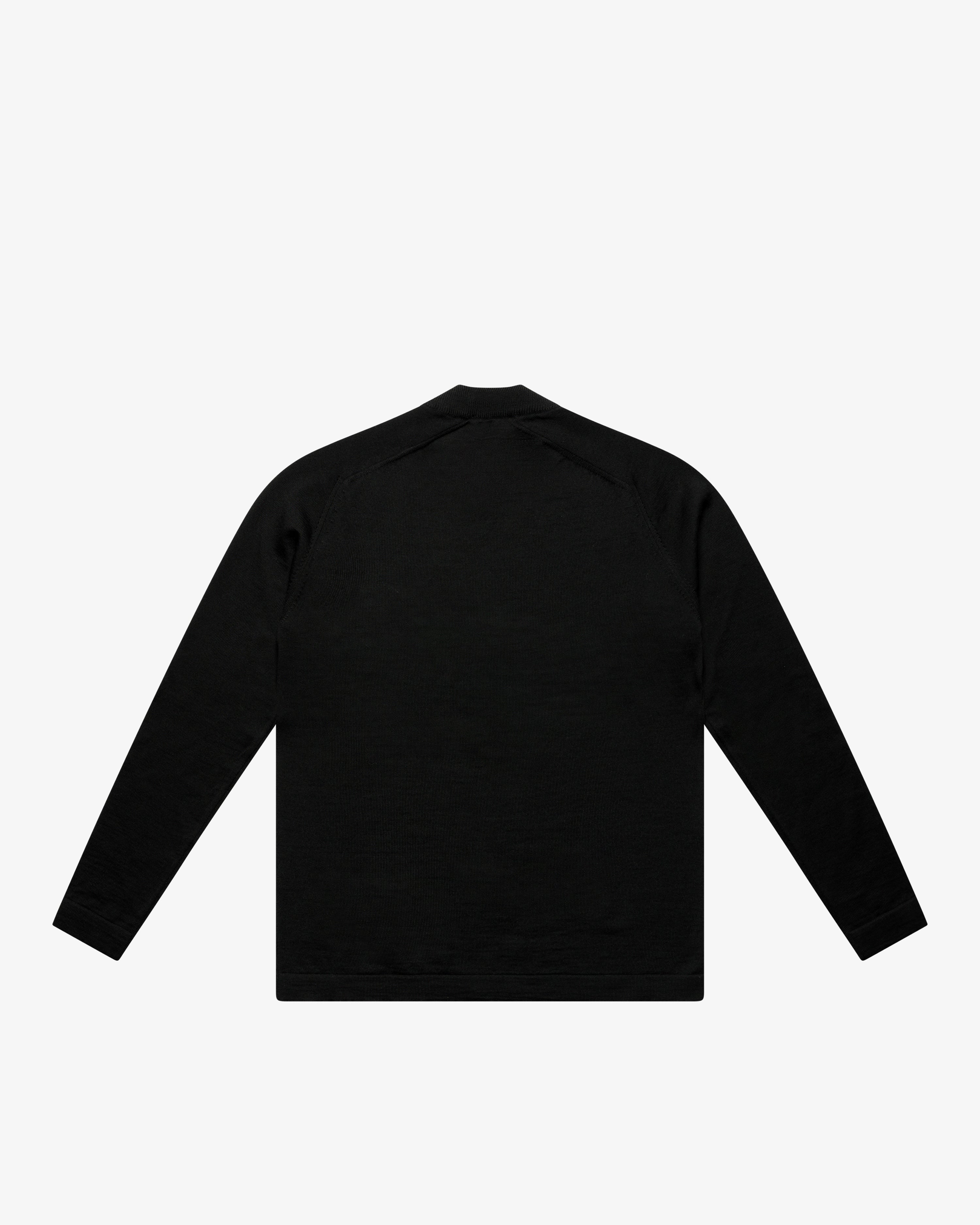 Black Wool Mock Neck Sweater