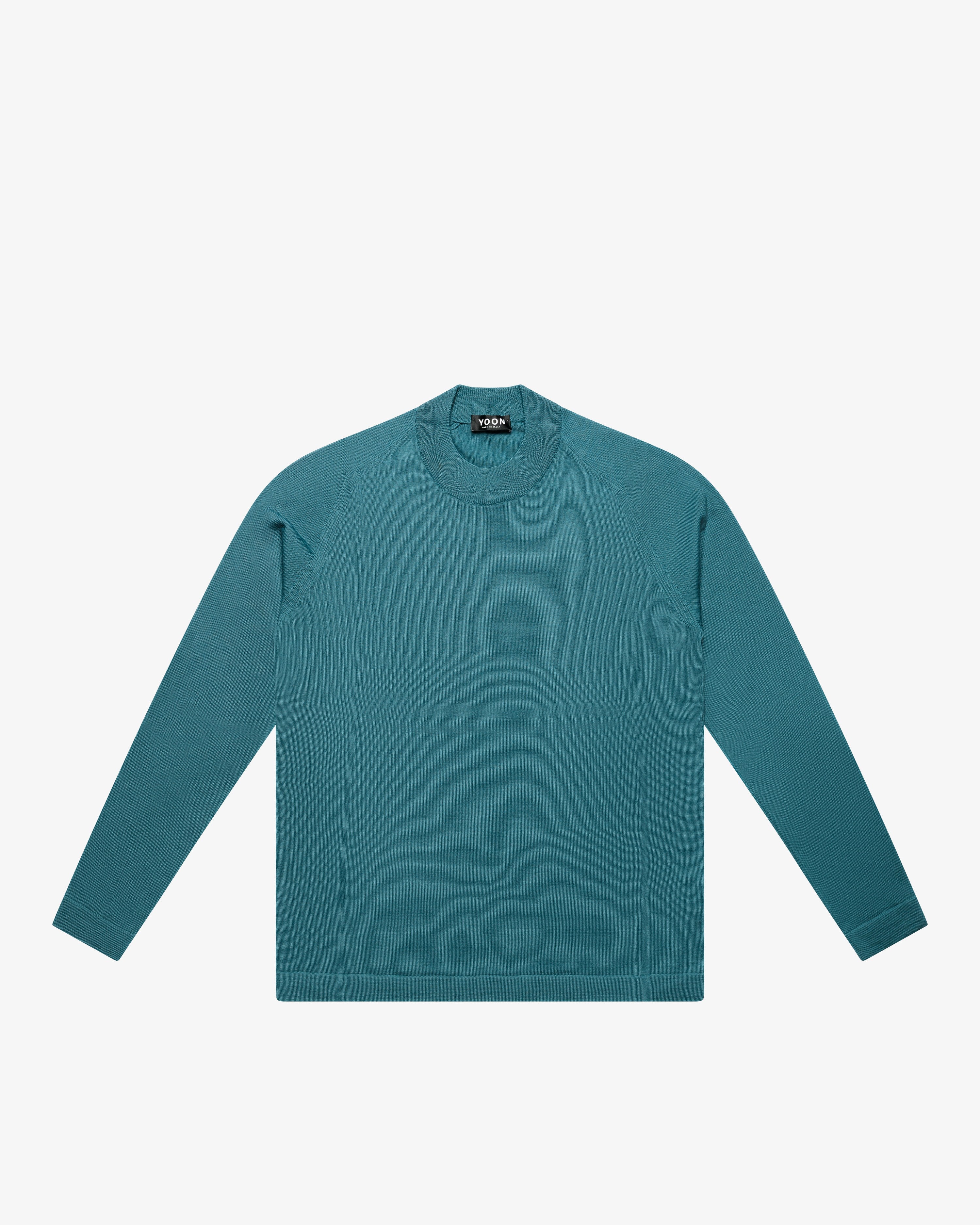 Petrol Wool Mock Neck Sweater