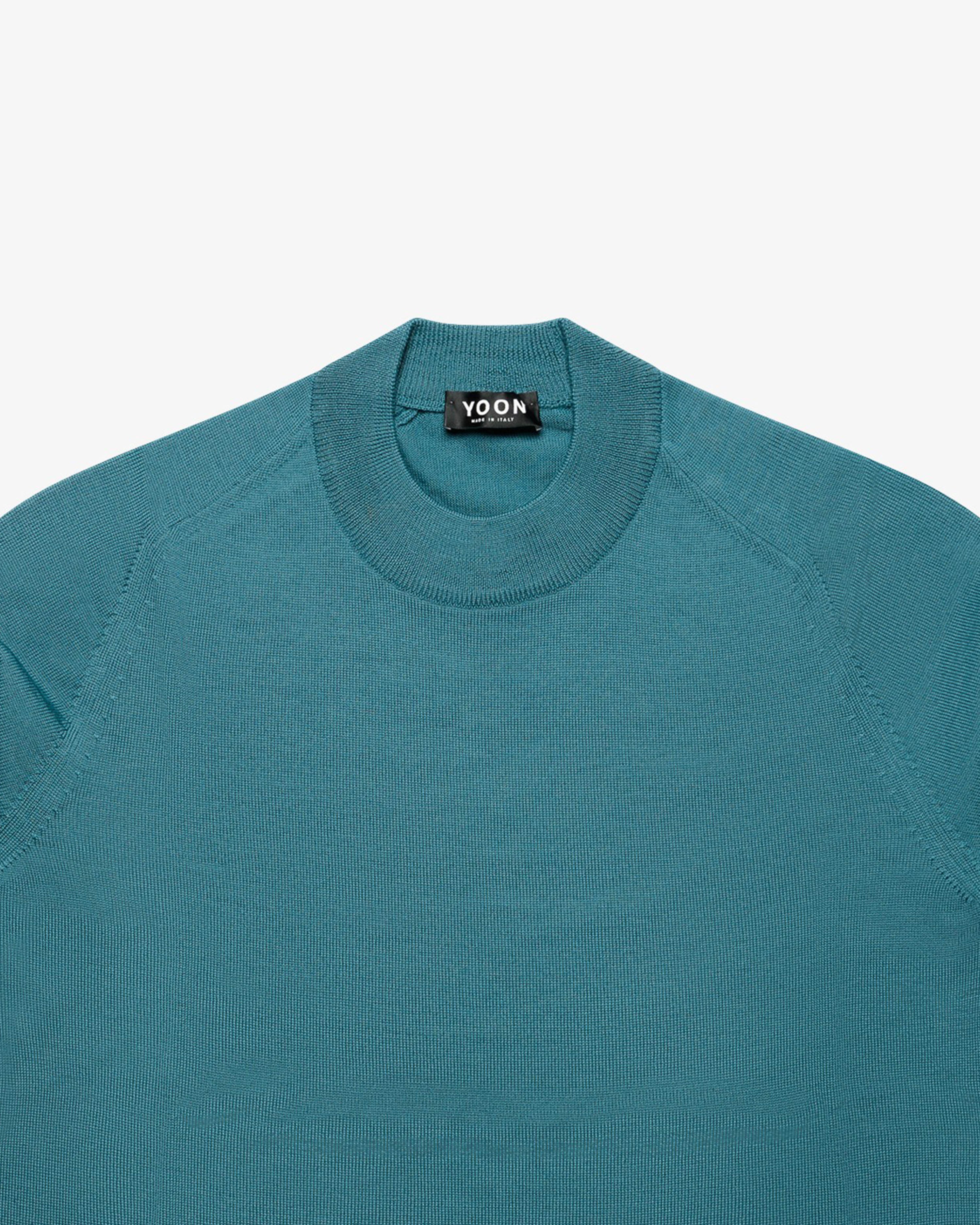 Petrol Wool Mock Neck Sweater