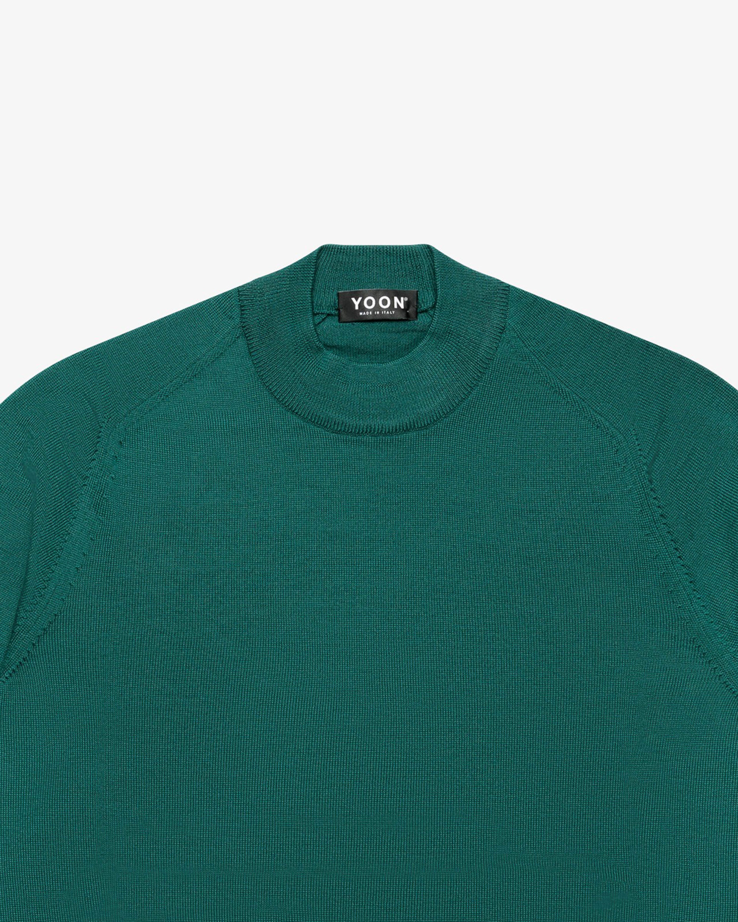 Meadow Green Wool Mock Neck Sweater