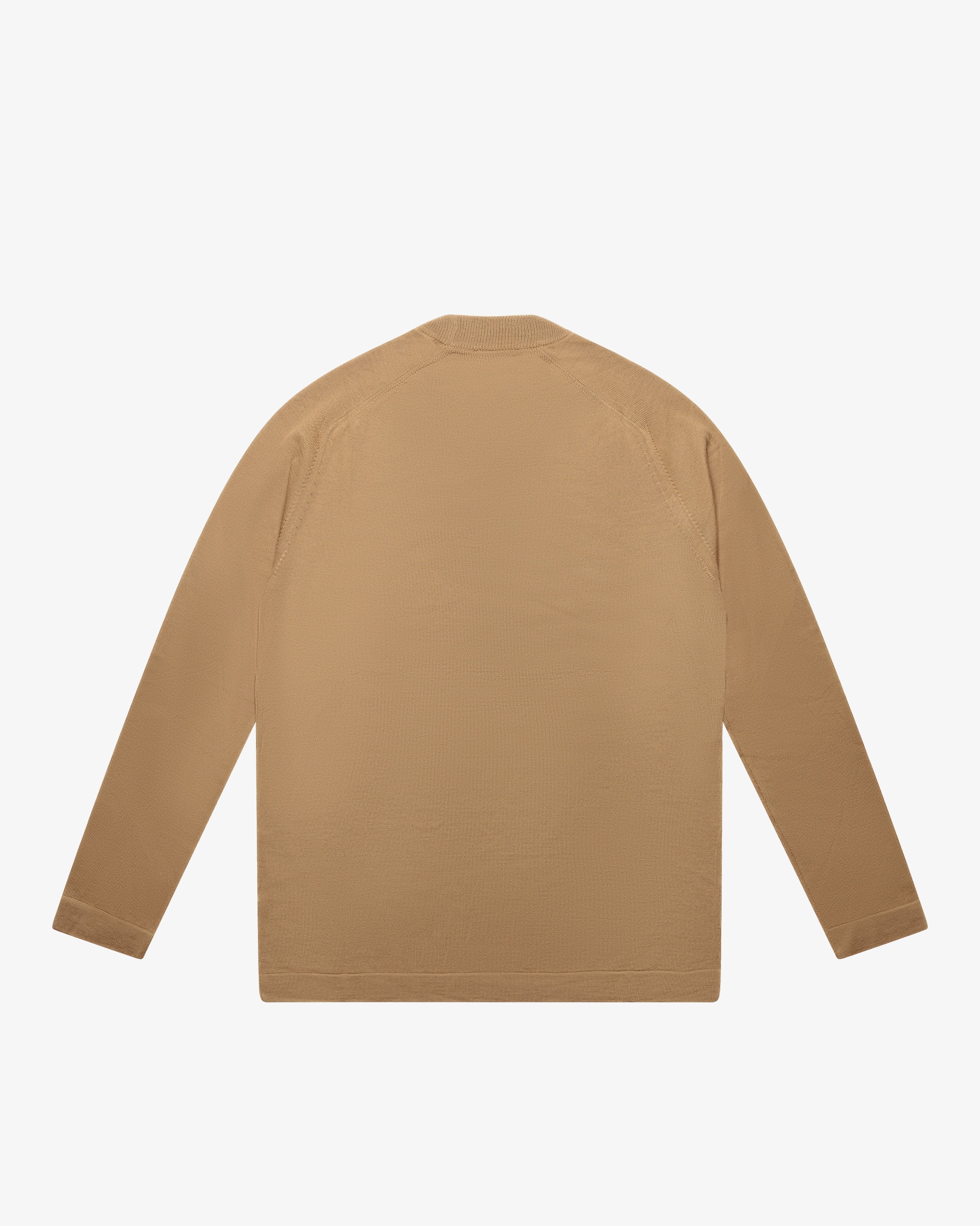 Camel Violet Wool Mock Neck Sweater