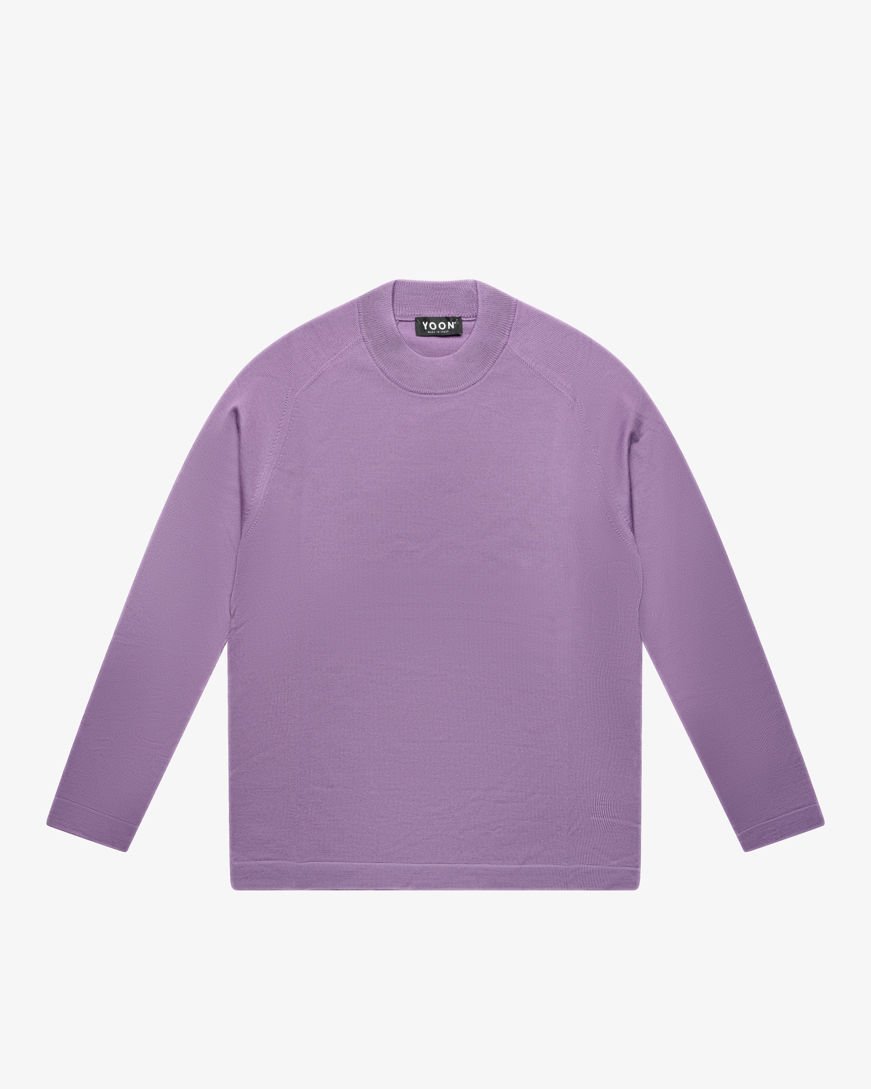Light Purple Wool Mock Neck Sweater