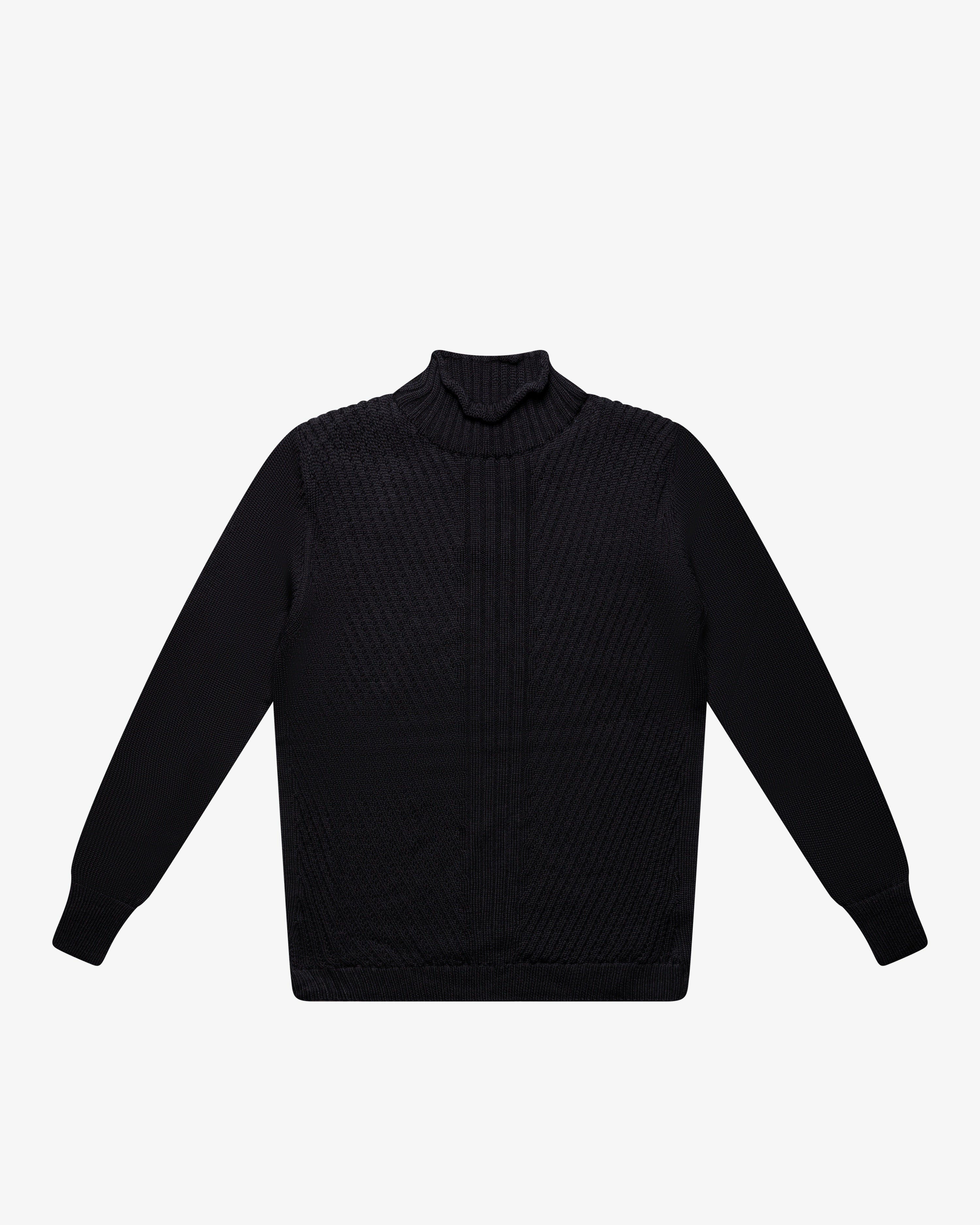 Blue turtleneck sweater