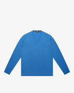 Maglia scollo V rasata azzurro slim
