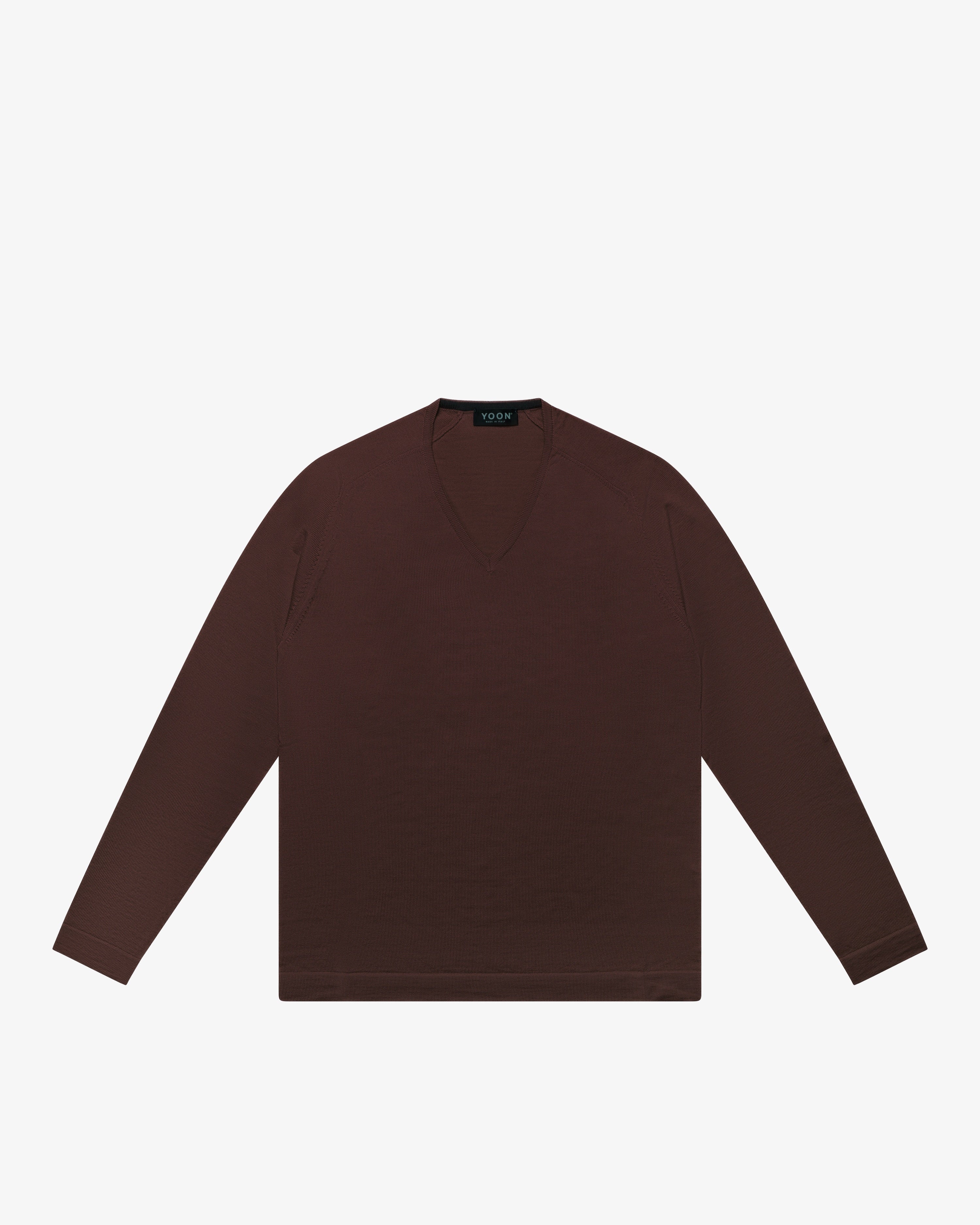 Maglia scollo V rasata marrone slim