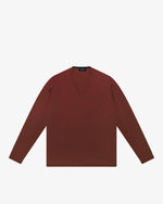 Maglia scollo V rasata mattone slim