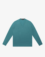 Maglia scollo V rasata petrolio slim