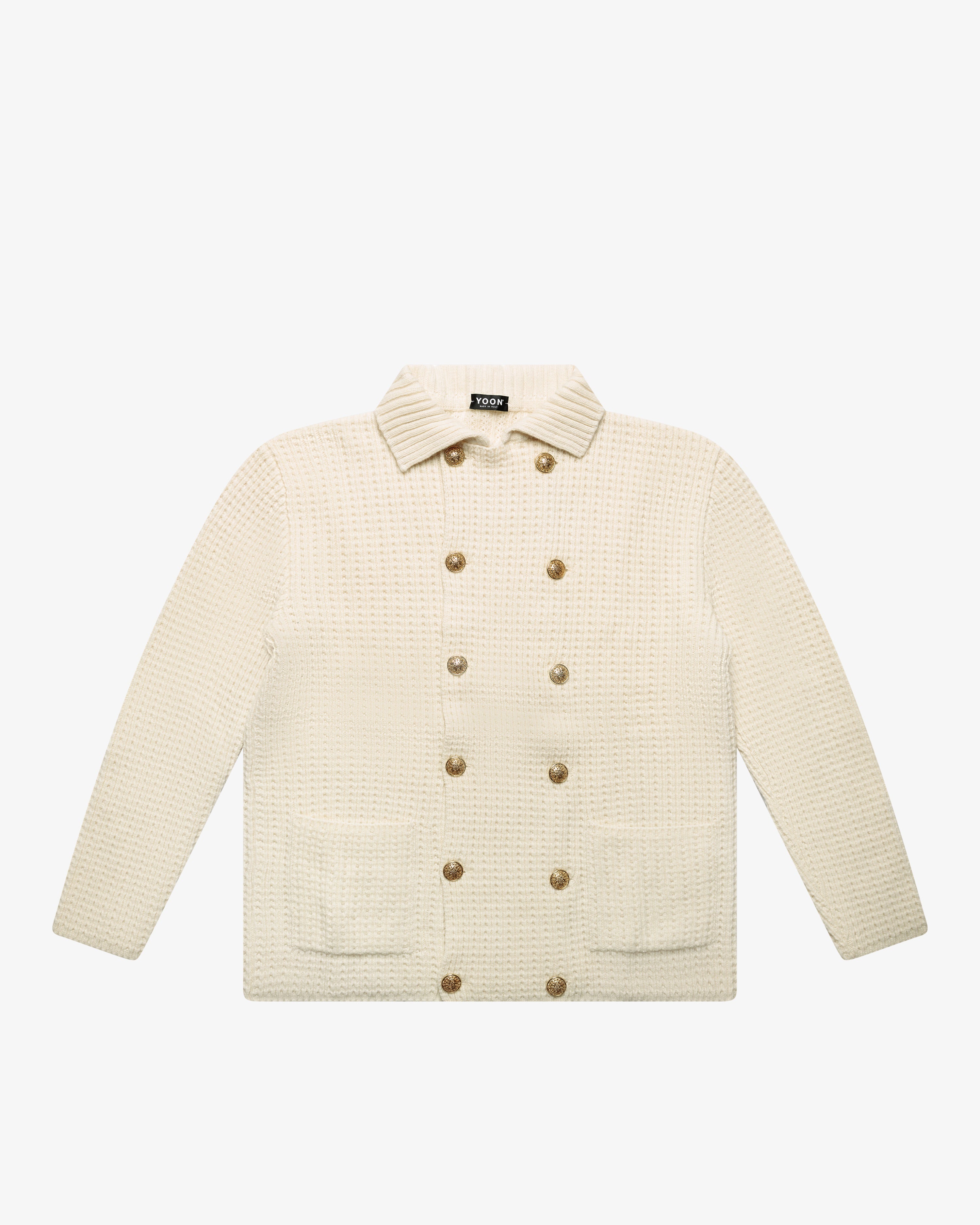 Maglione cardigan doppio petto in lana bianco