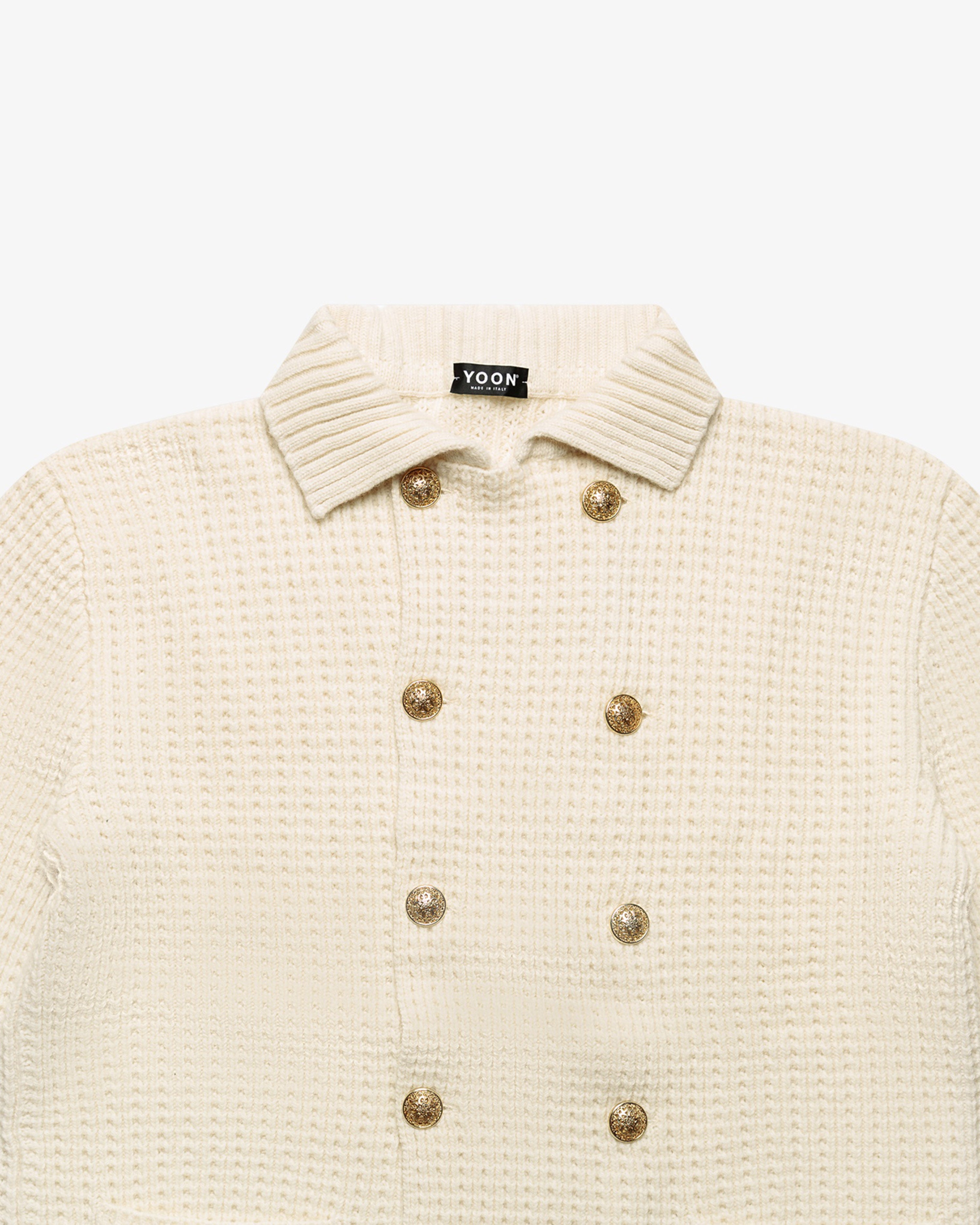 Maglione cardigan doppio petto in lana bianco