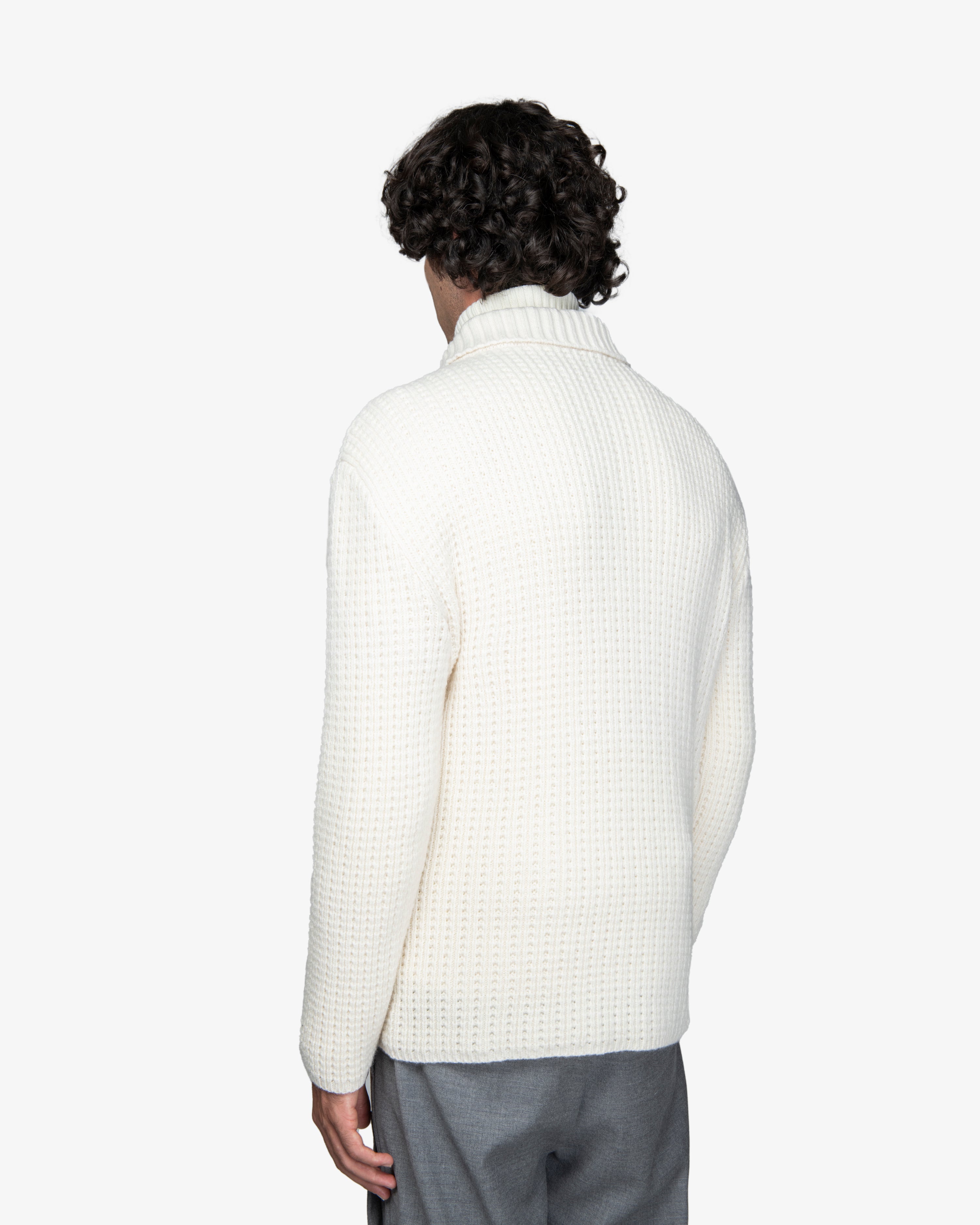 Maglione cardigan doppio petto in lana bianco