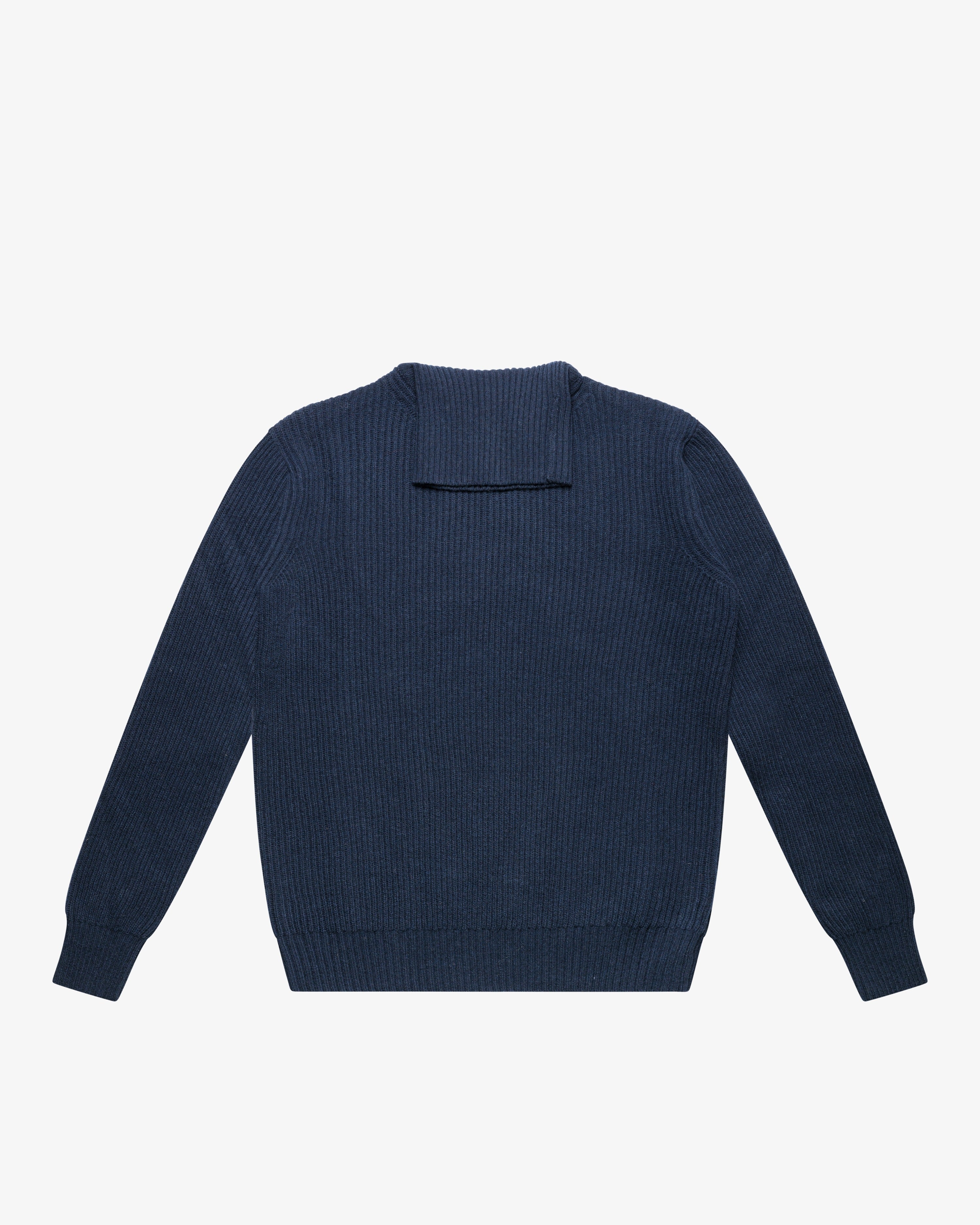 Blue English Rib Turtleneck Sweater