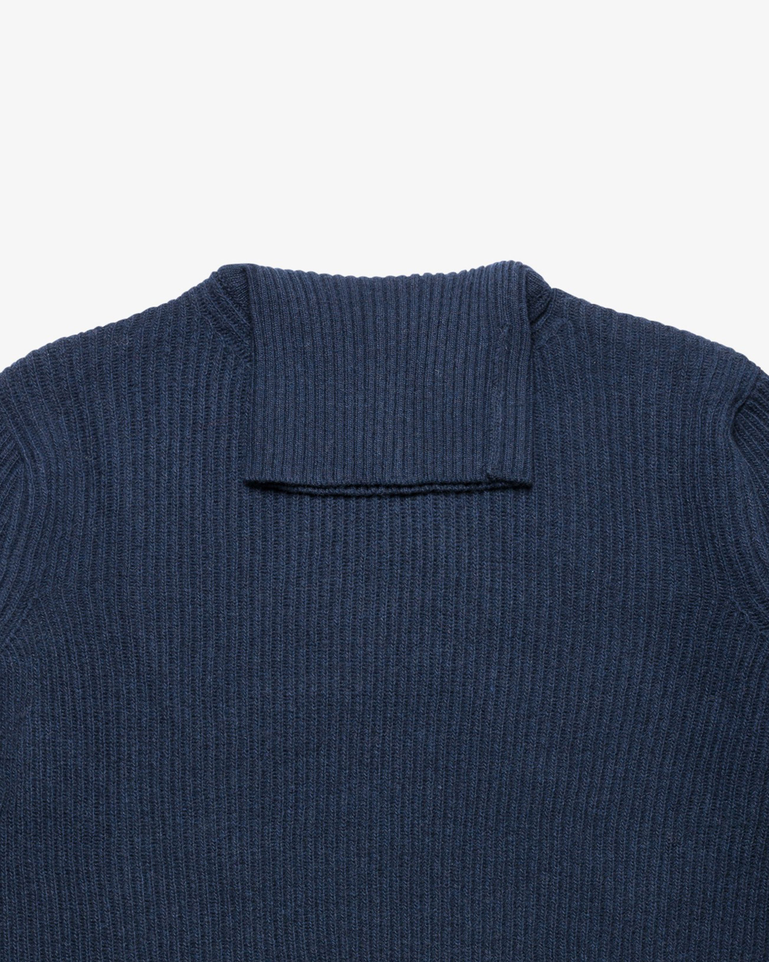 Blue English Rib Turtleneck Sweater