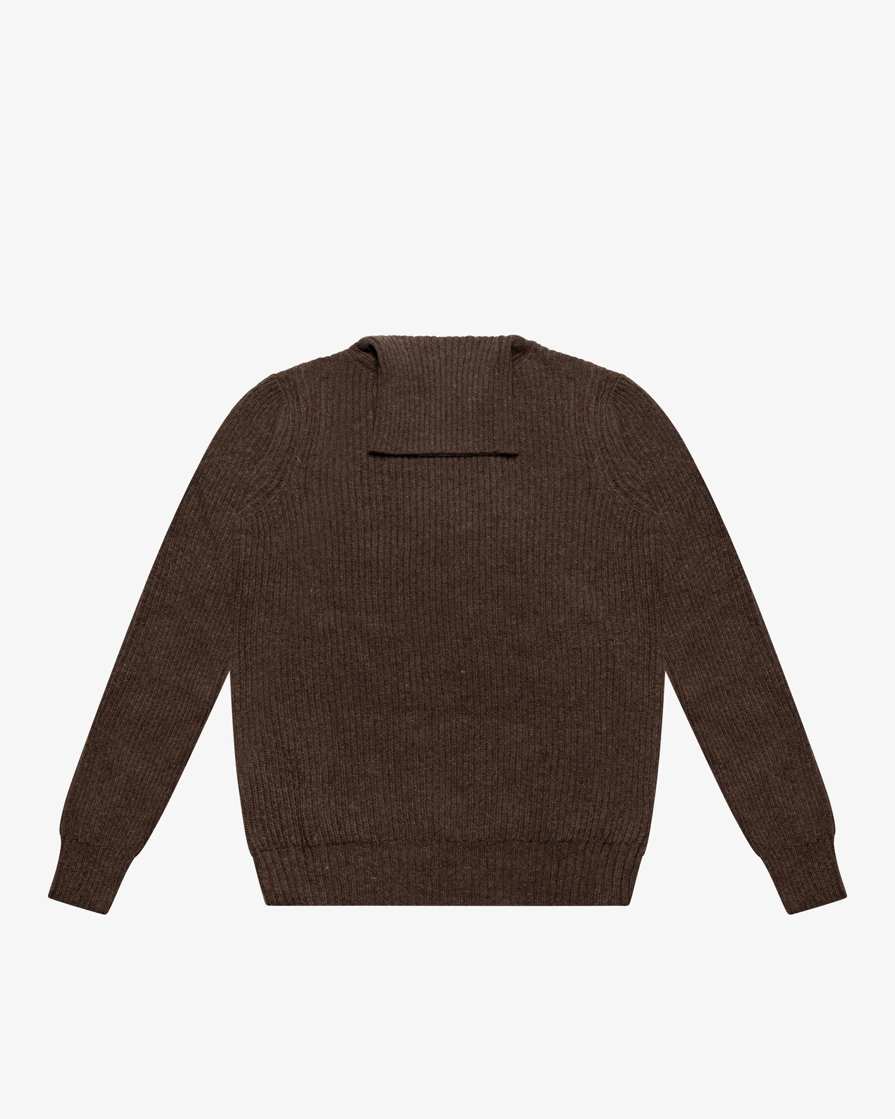 Brown English Rib Turtleneck Sweater