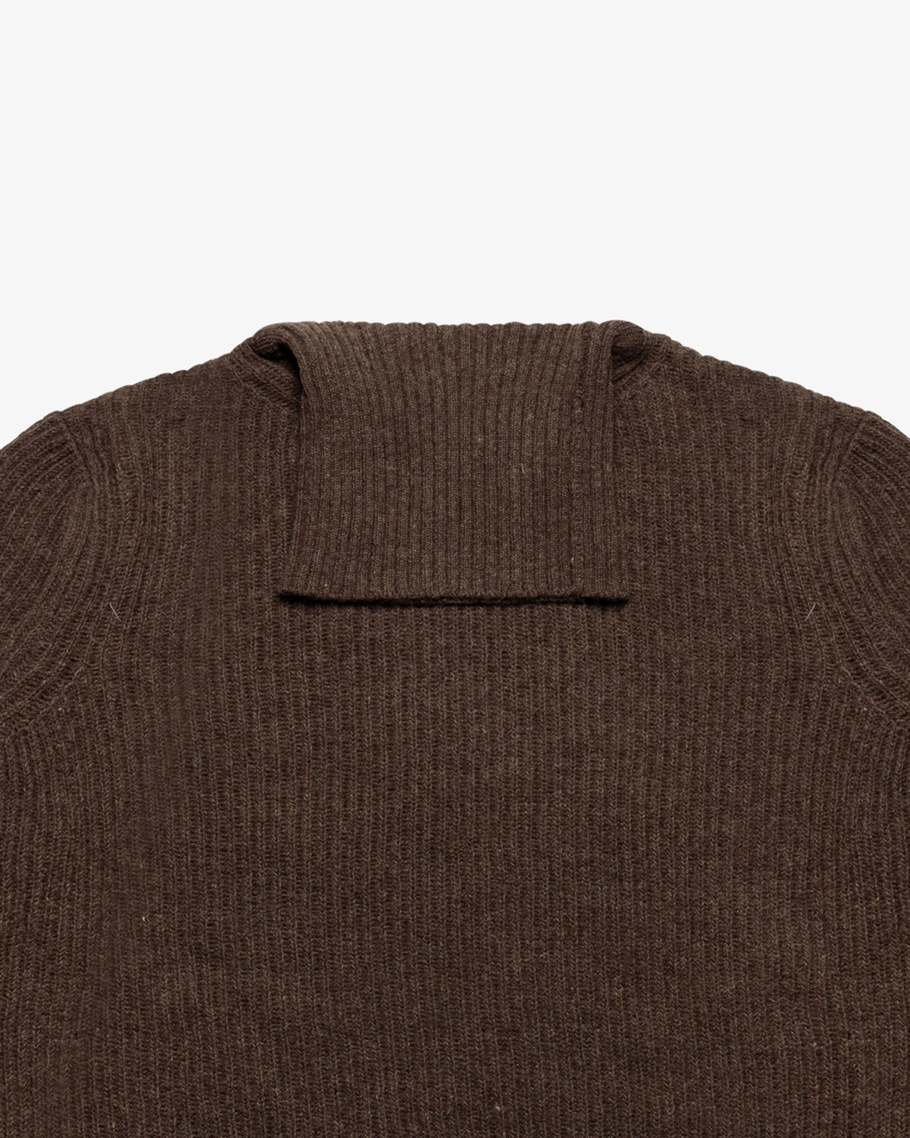 Brown English Rib Turtleneck Sweater