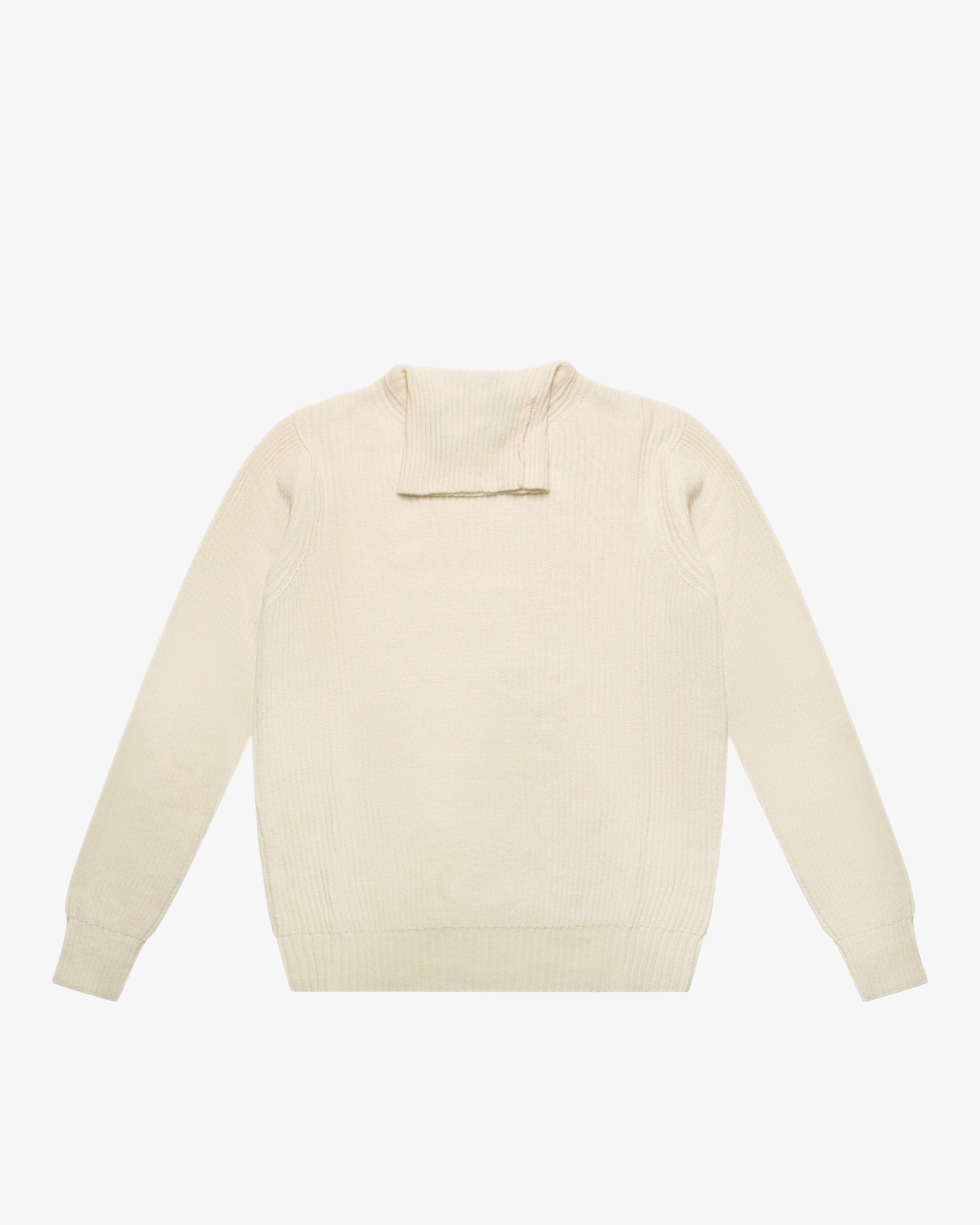 Maglione dolcevita a costa inglese panna