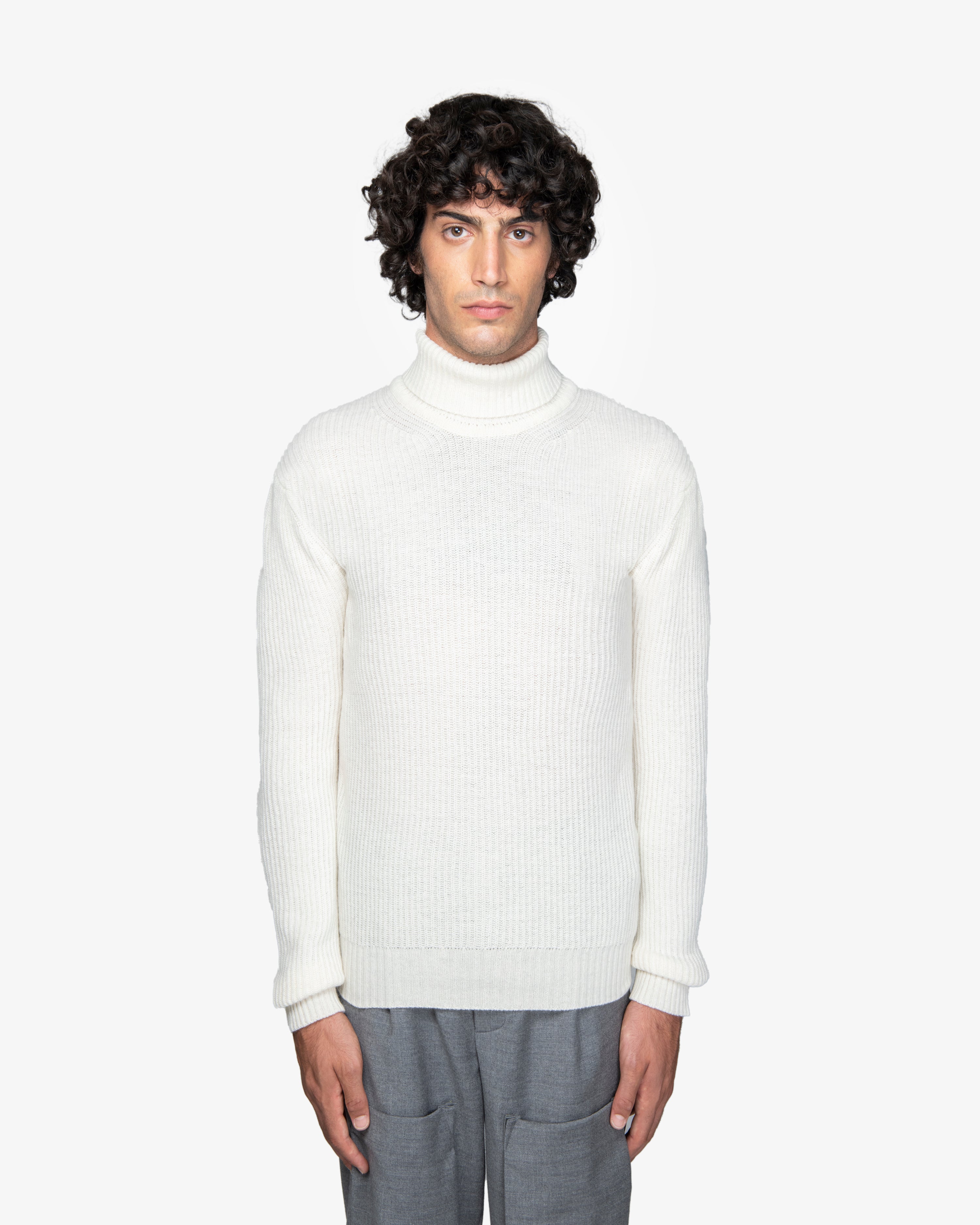 Ivory English Rib Turtleneck Sweater