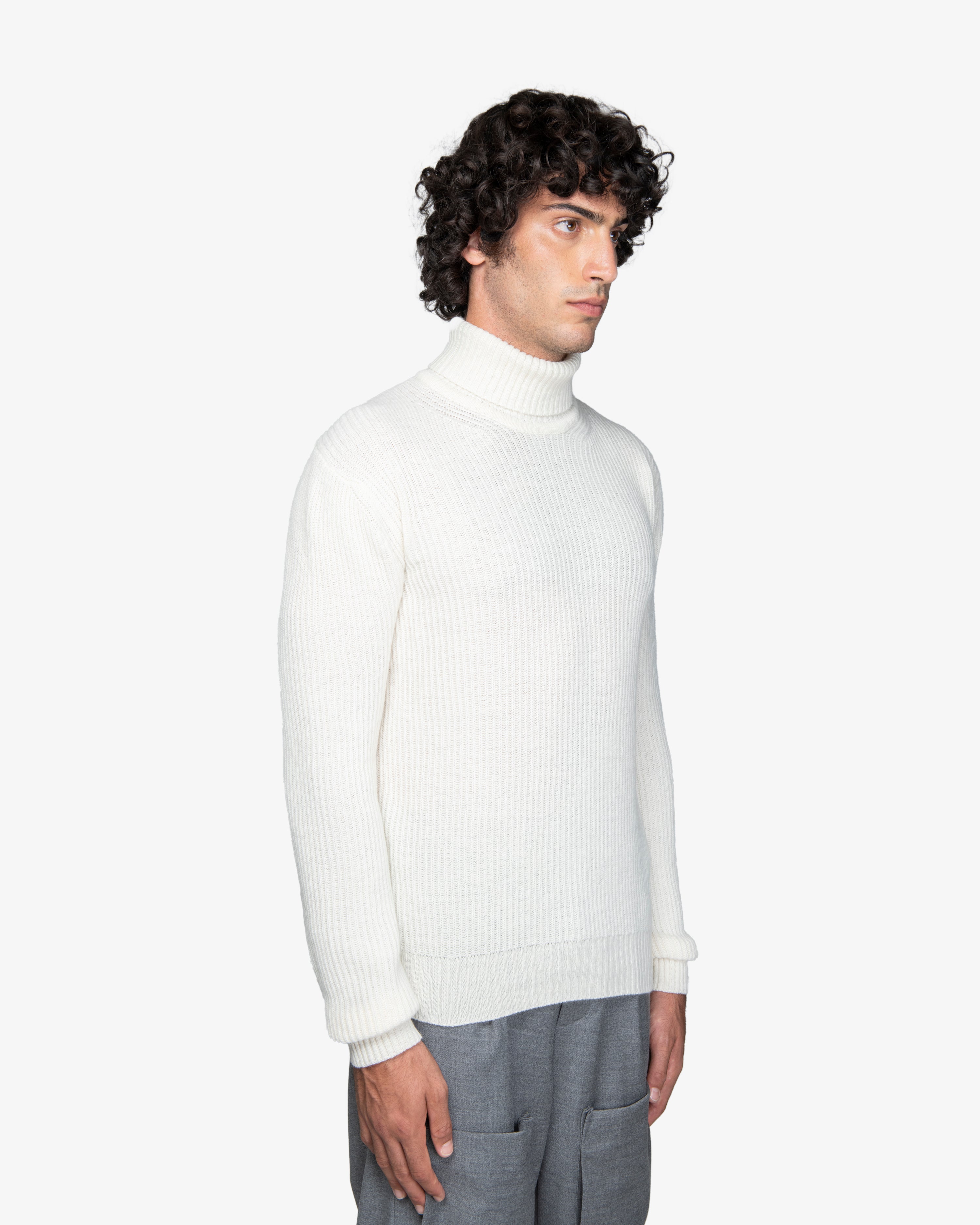 Ivory English Rib Turtleneck Sweater