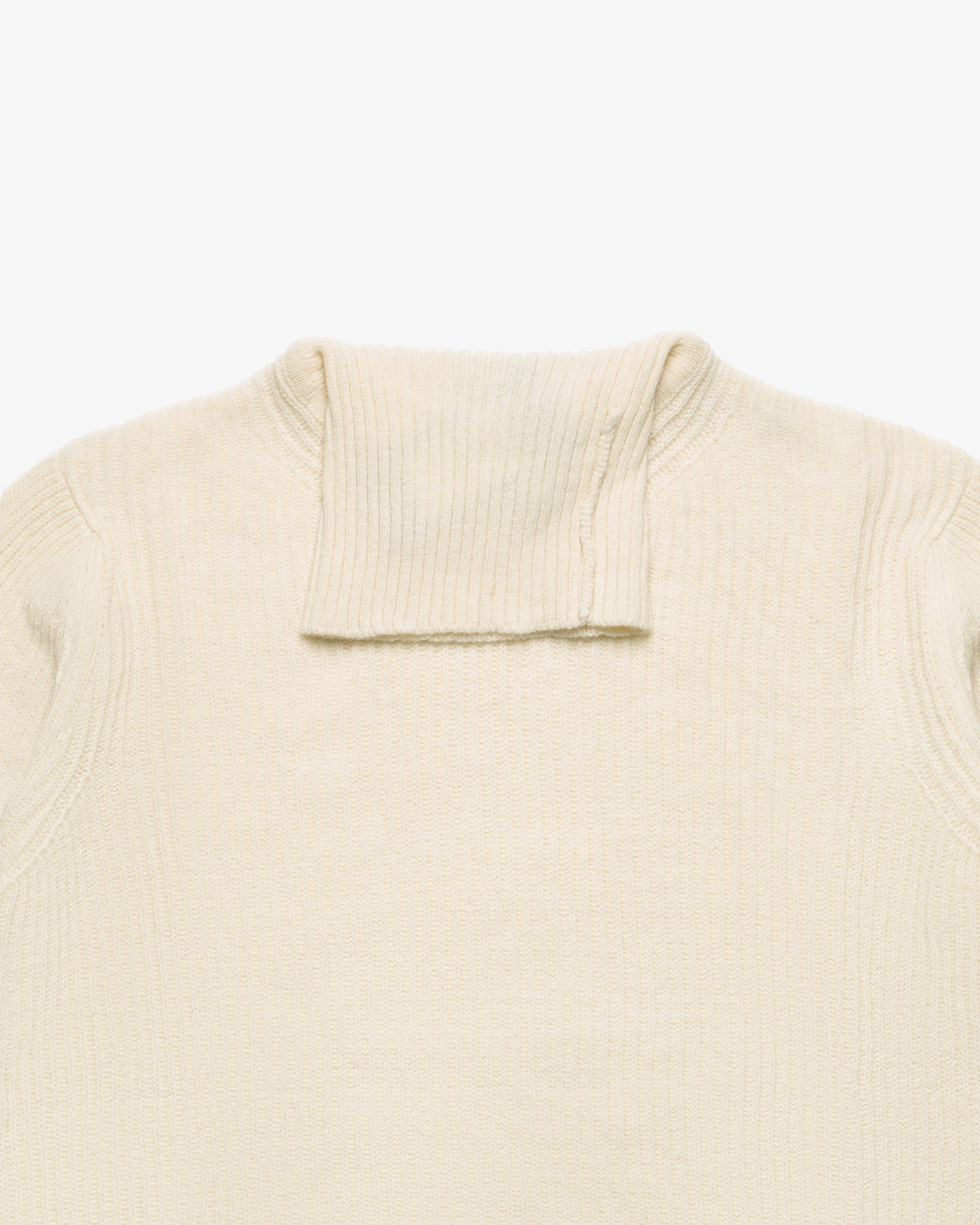 Maglione dolcevita a costa inglese panna