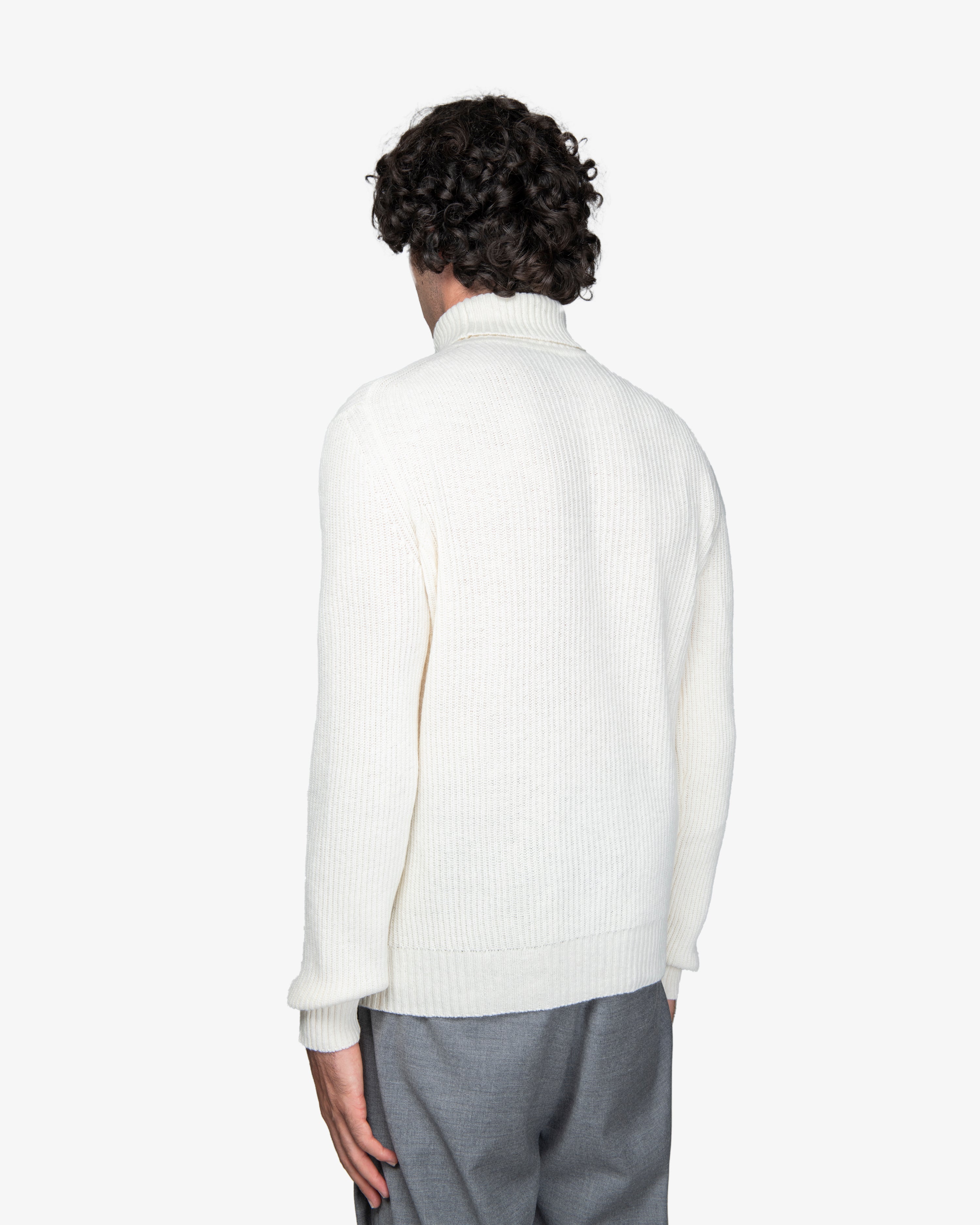 Ivory English Rib Turtleneck Sweater