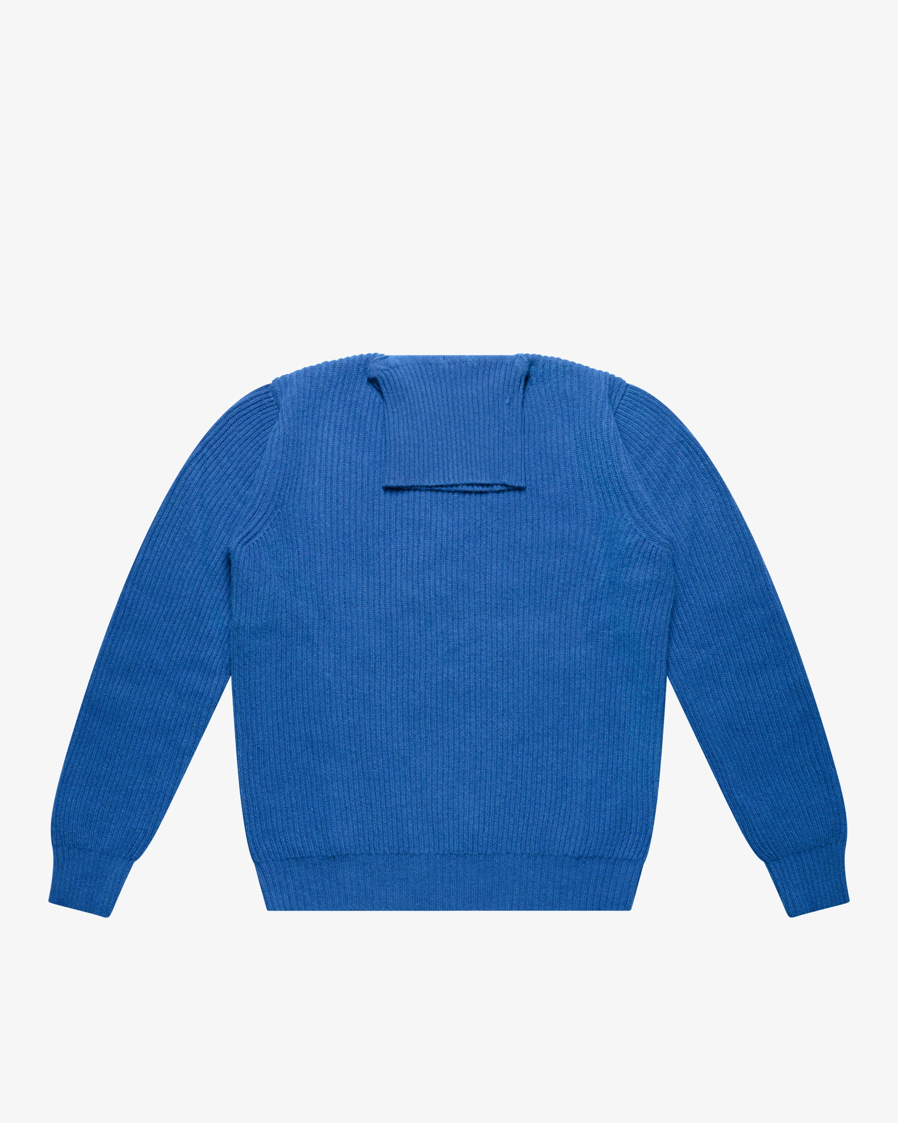 Maglione dolcevita a costa inglese royal blu