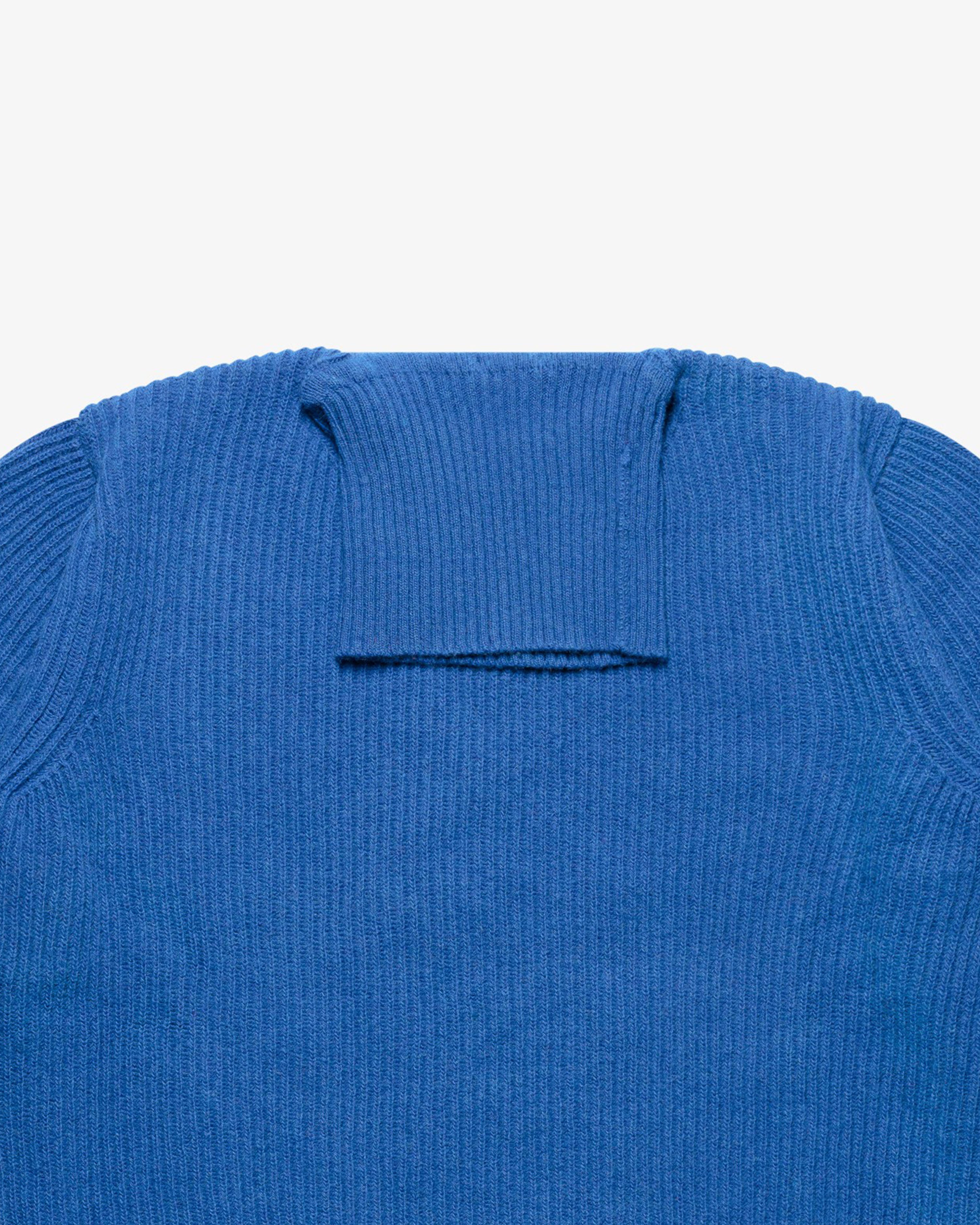 Maglione dolcevita a costa inglese royal blu