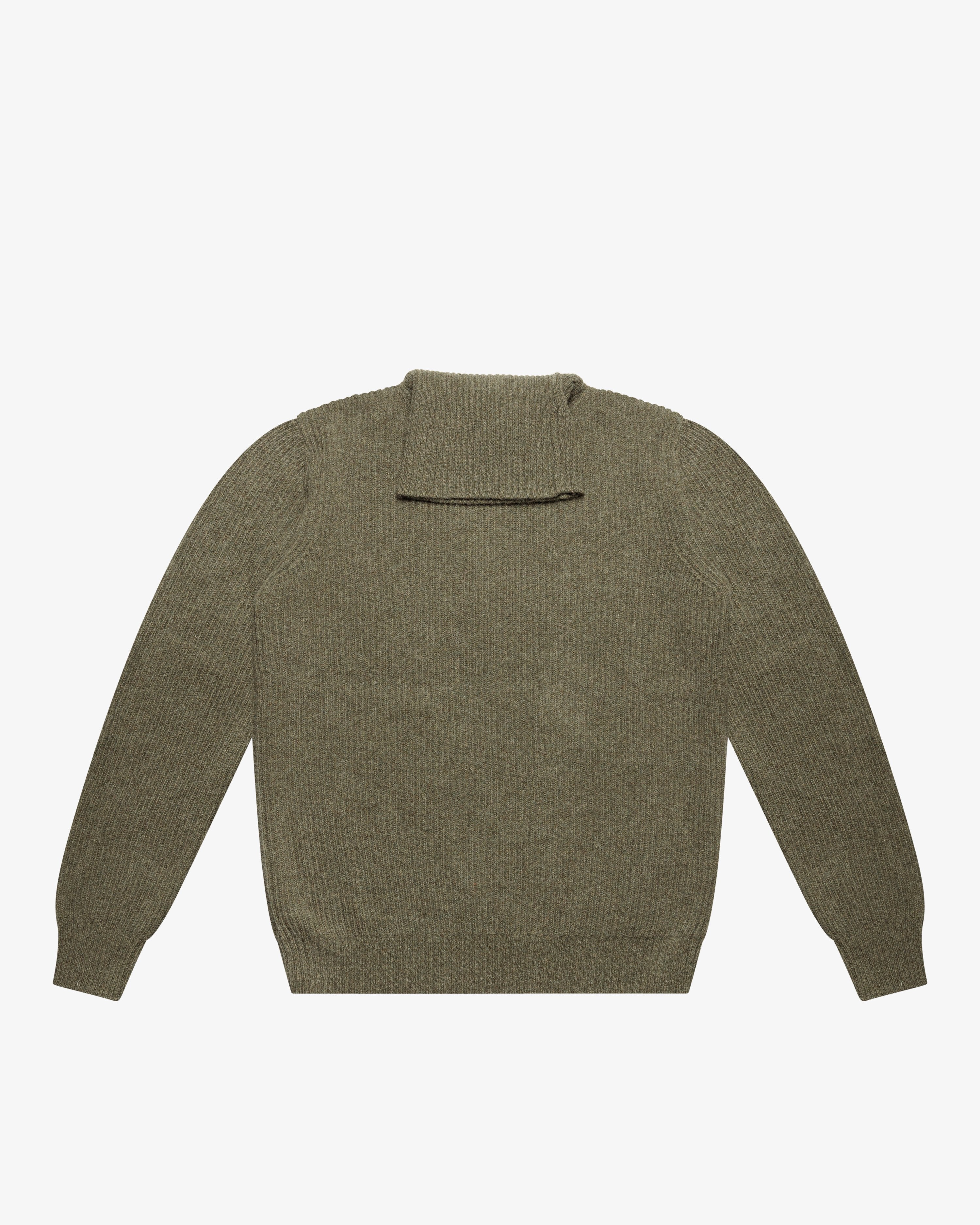 Maglione dolcevita a costa inglese verde melange