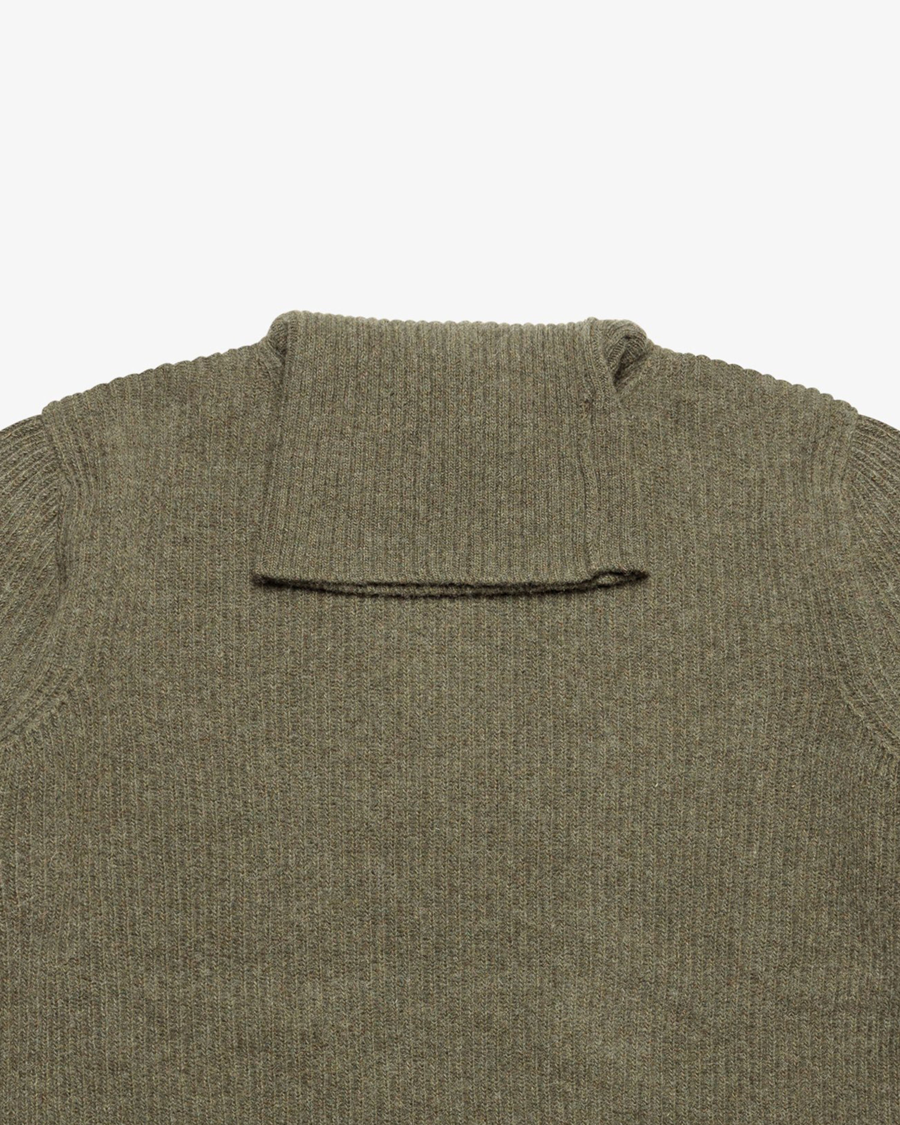 Maglione dolcevita a costa inglese verde melange