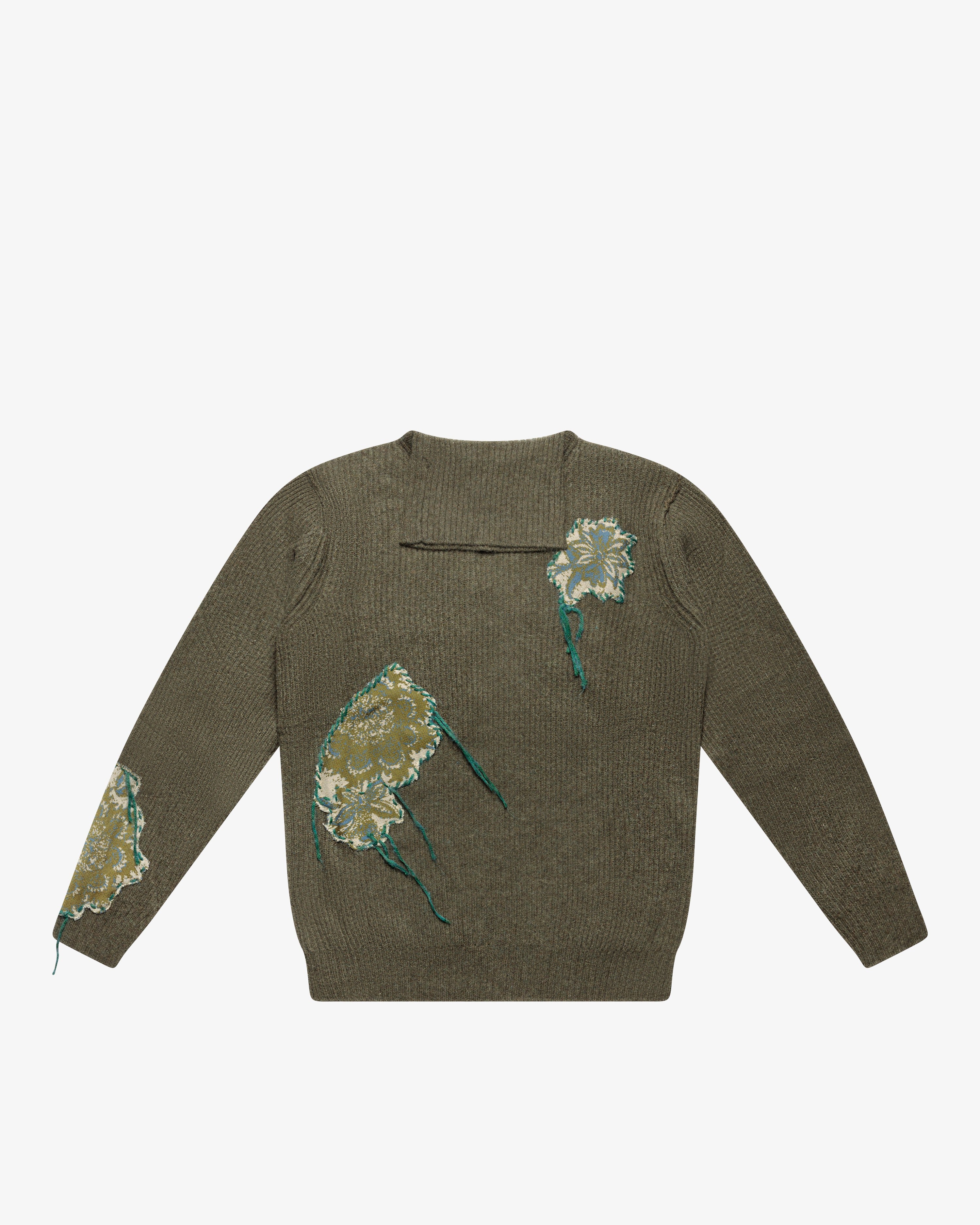Maglione dolcevita a costa inglese verde militare