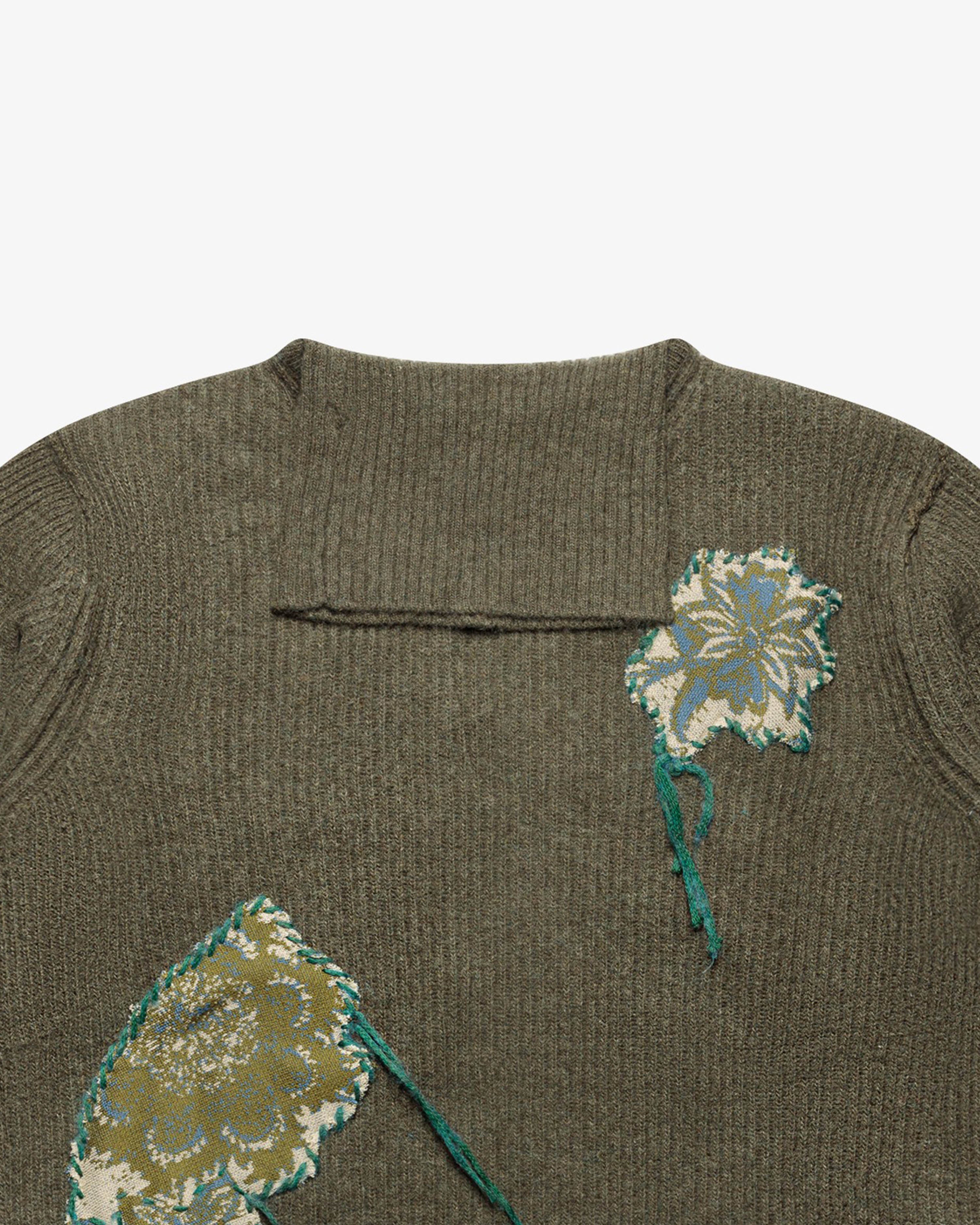 Maglione dolcevita a costa inglese verde militare