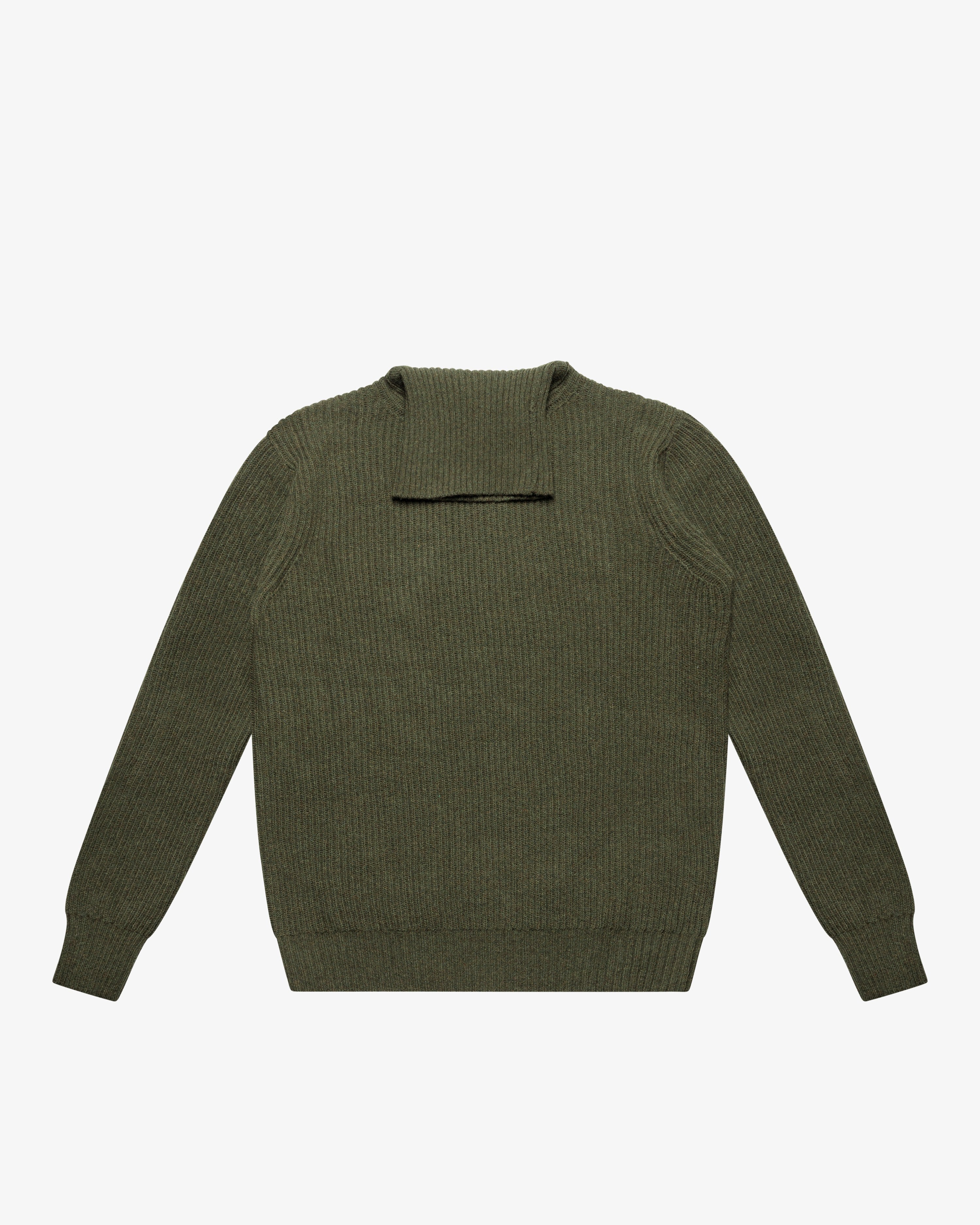Maglione dolcevita a costa inglese verde militare