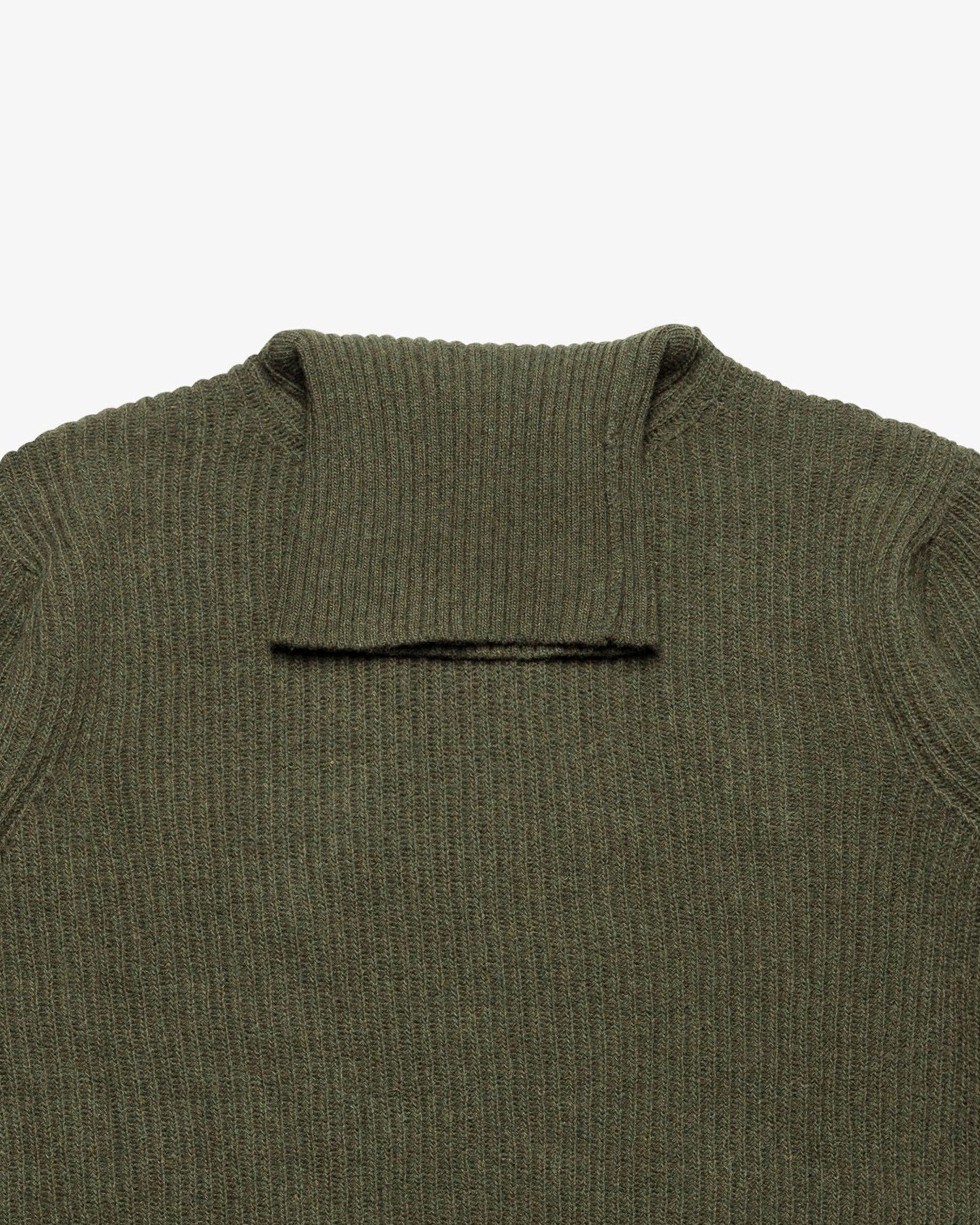 Maglione dolcevita a costa inglese verde militare