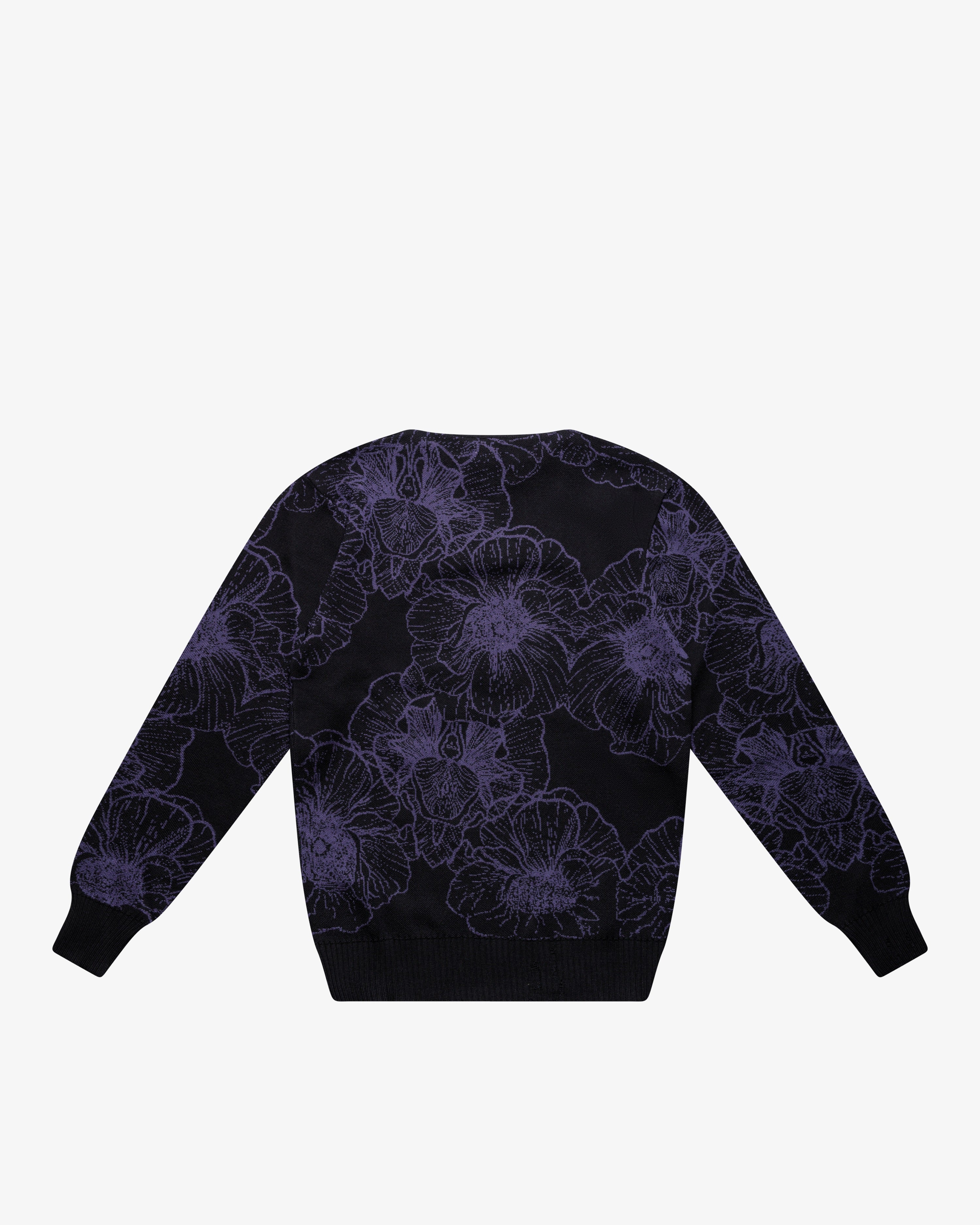 Maglione dolcevita a fiori in lana blu