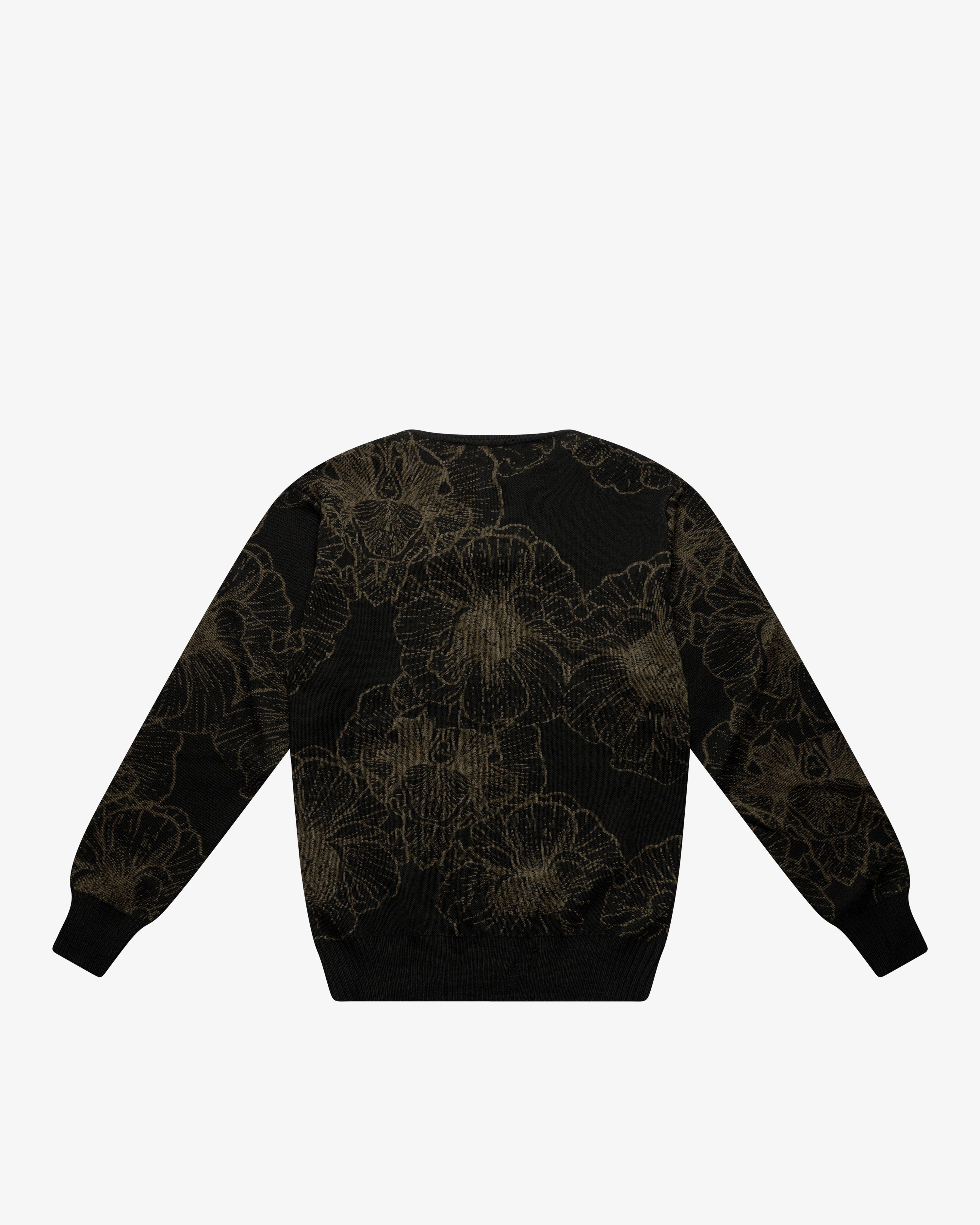 Maglione dolcevita a fiori in lana nero