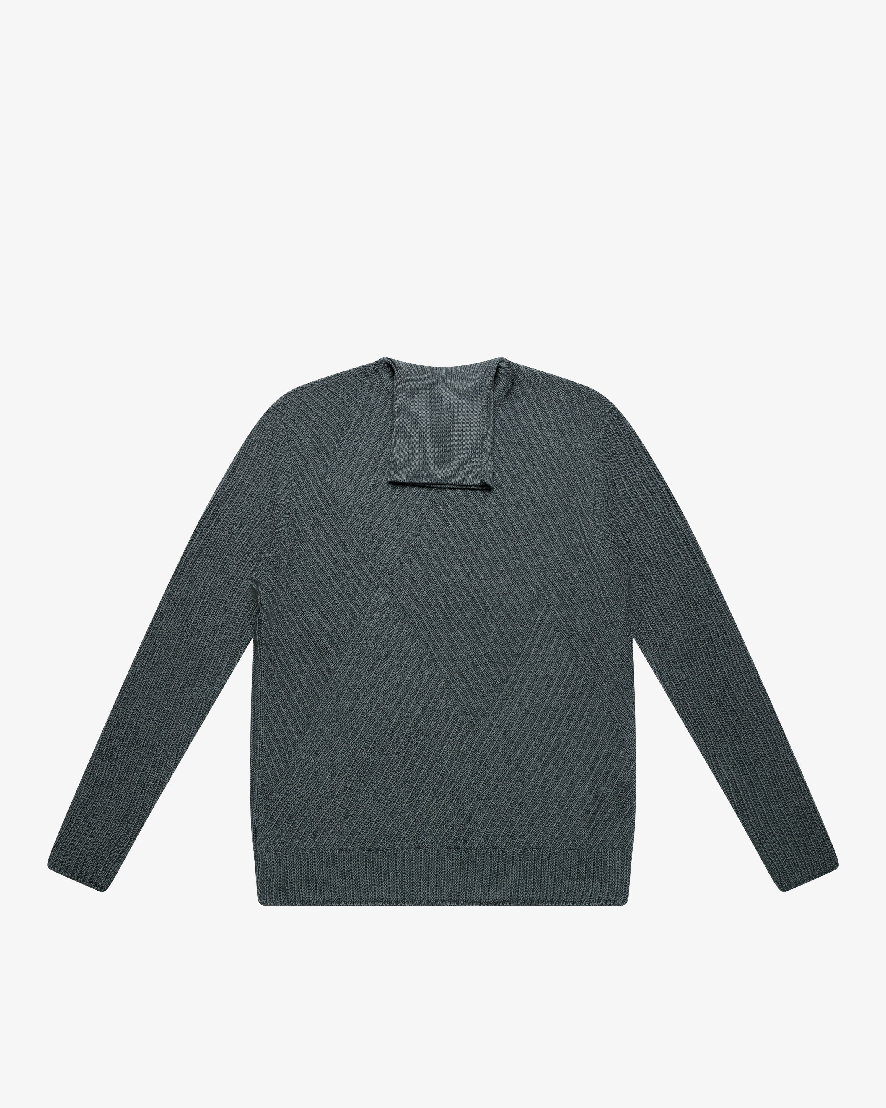 Maglione dolcevita a links grigio piombo