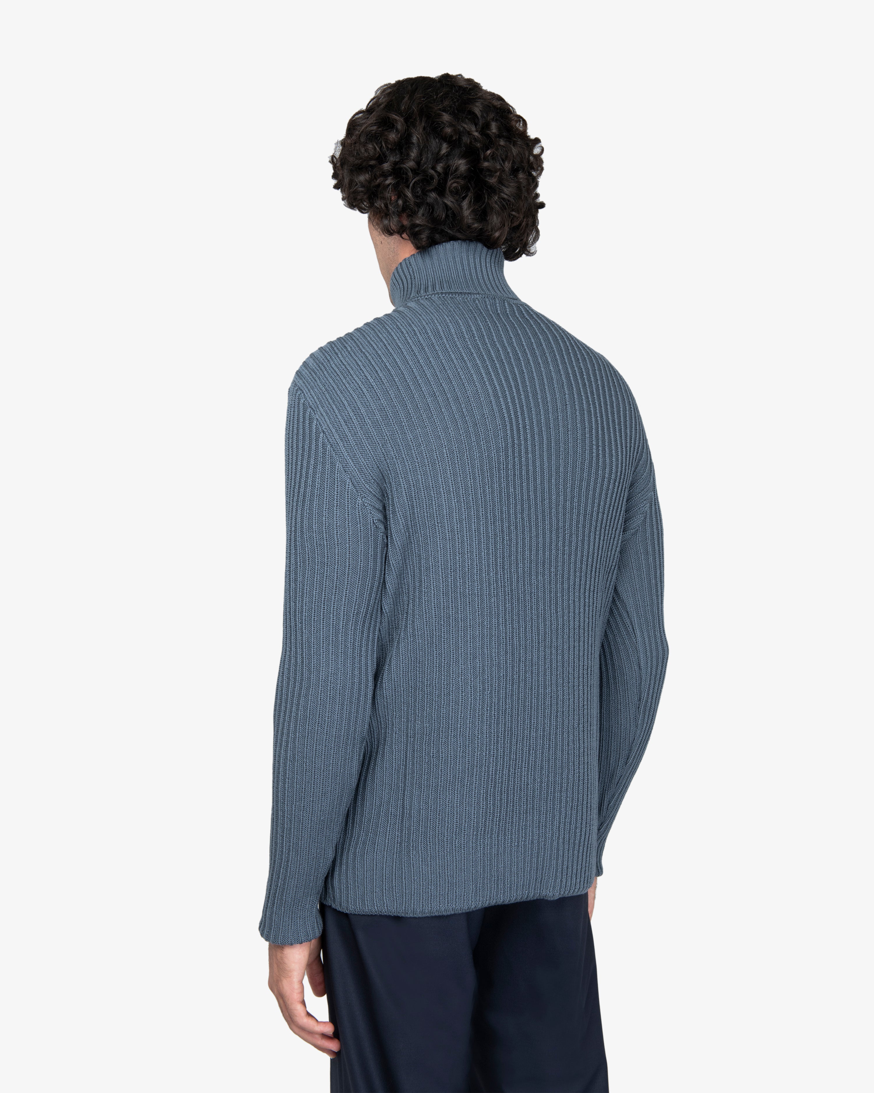 Maglione dolcevita a links grigio piombo