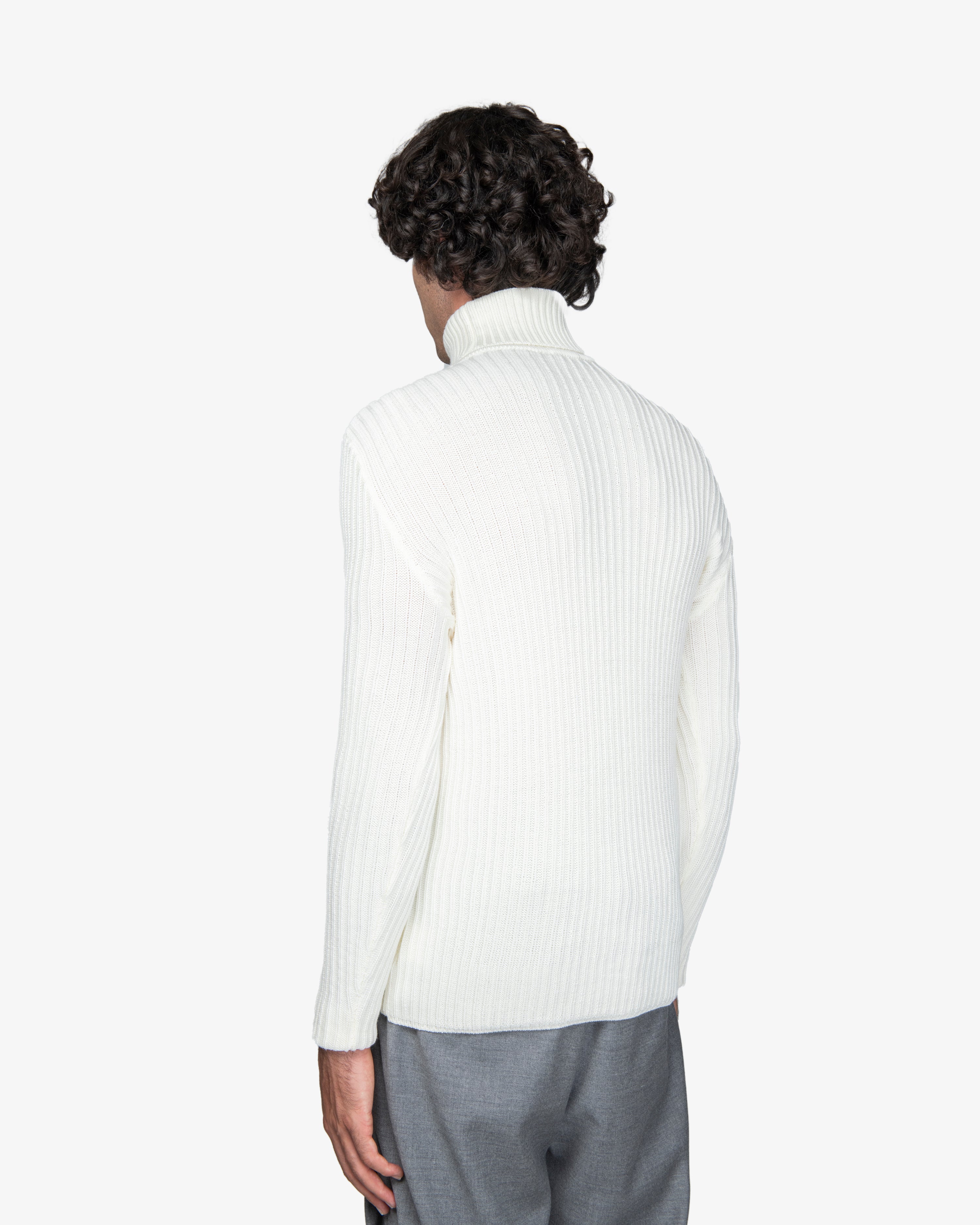 Maglione dolcevita a links panna